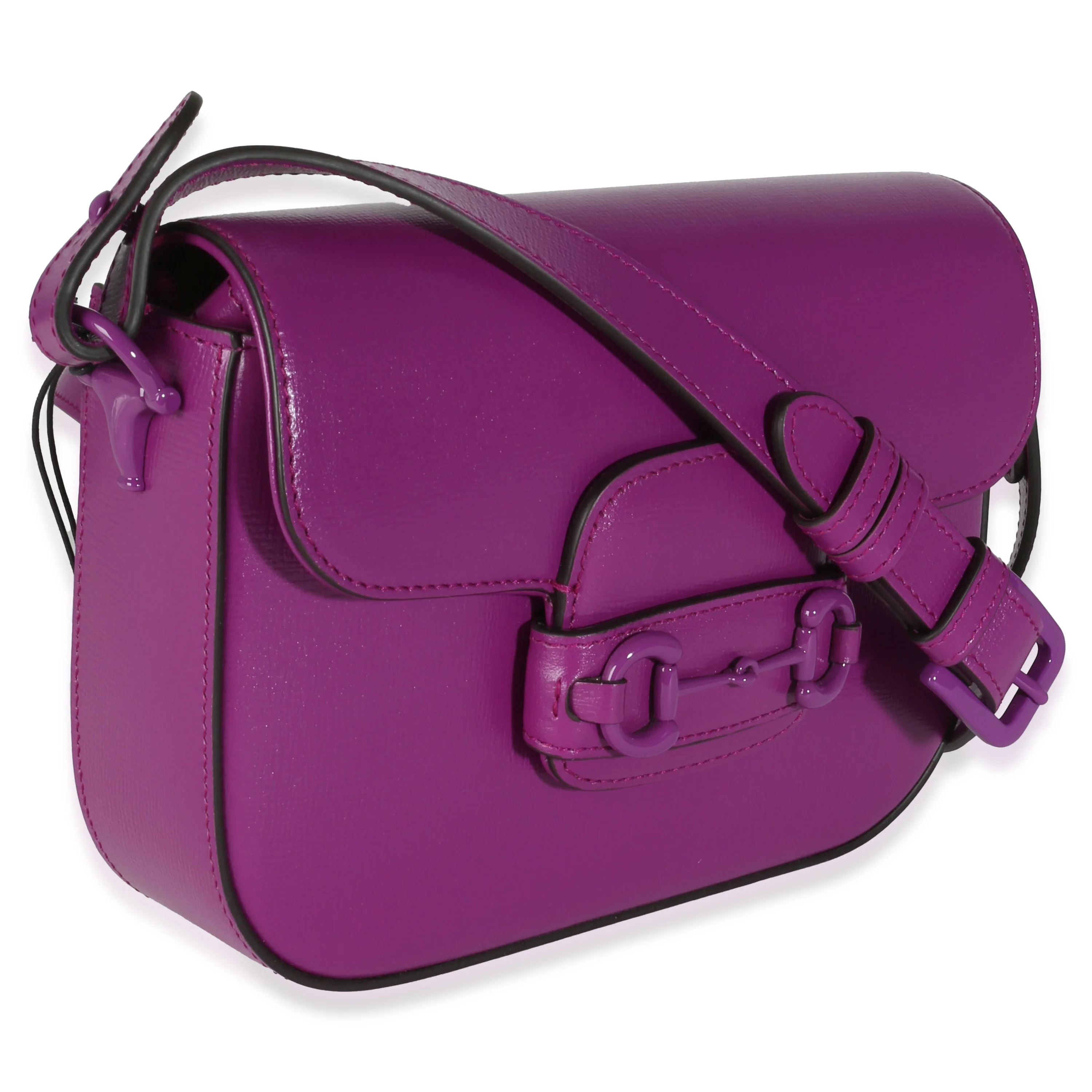 Purple Azalea Calfskin 1955 Horsebit Shoulder Bag - Image 3