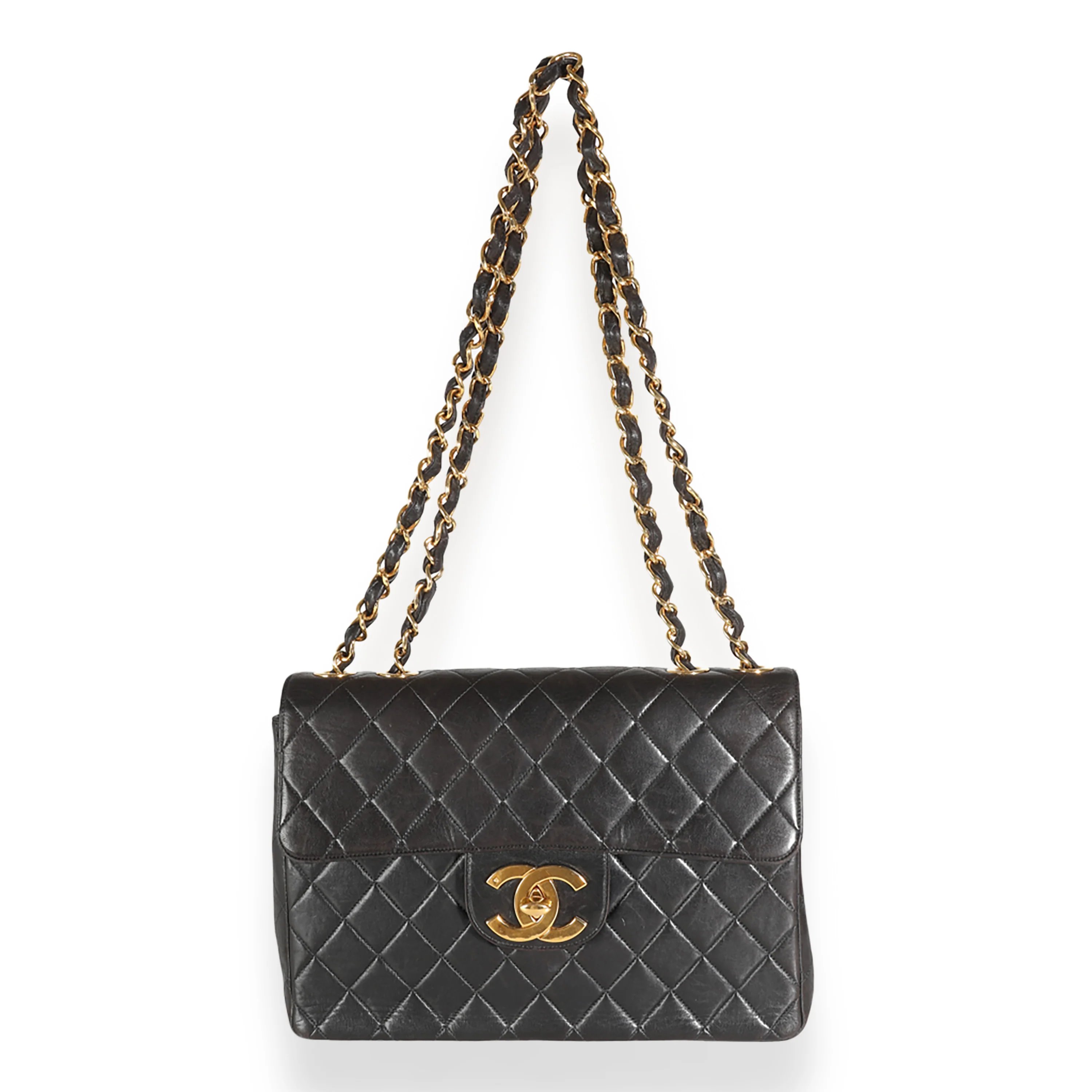 Vintage Black Quilted Lambskin Jumbo XL Flap Bag - Image 8