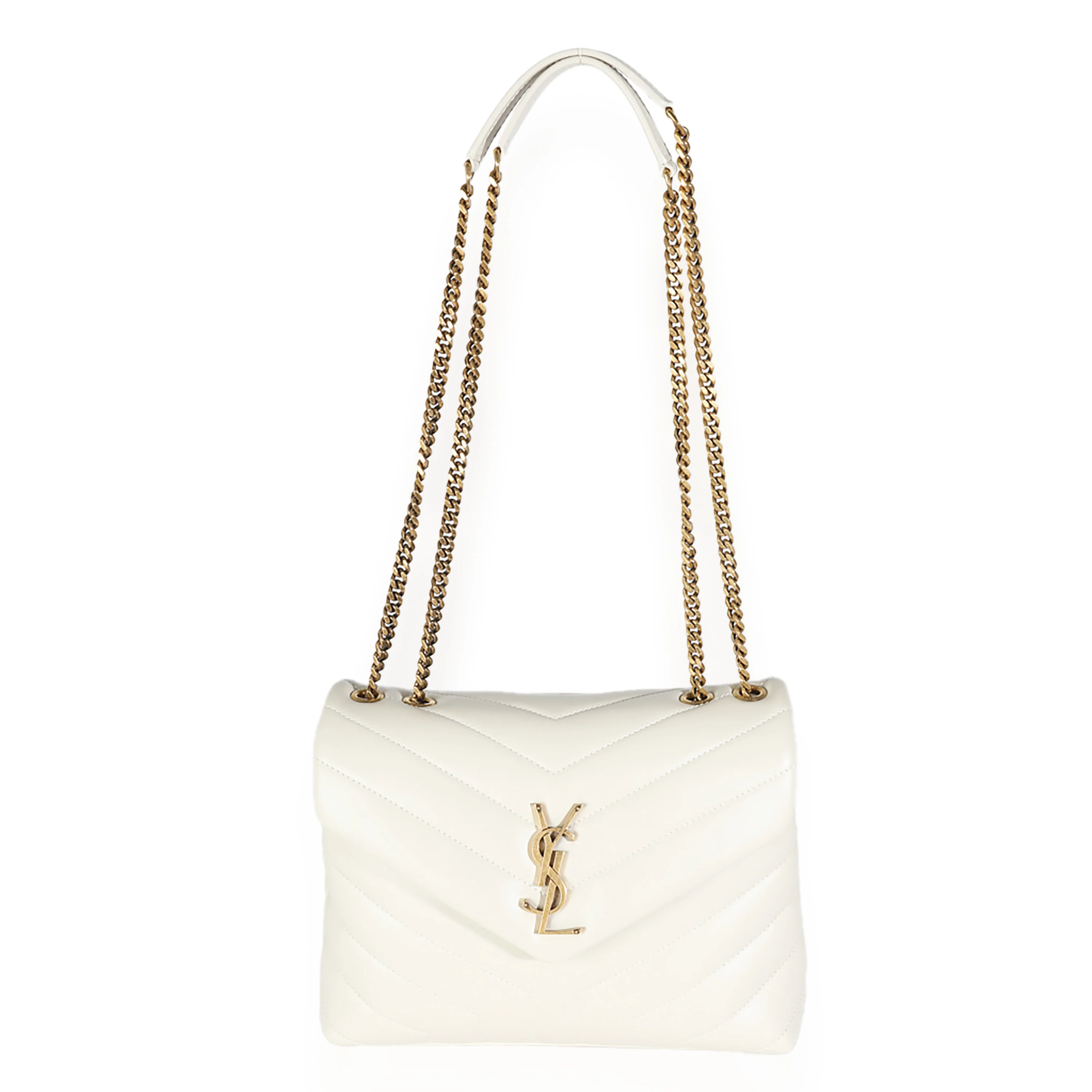 Crema Soft Calfskin Y Quilted Monogram Small Loulou Bag - Image 8