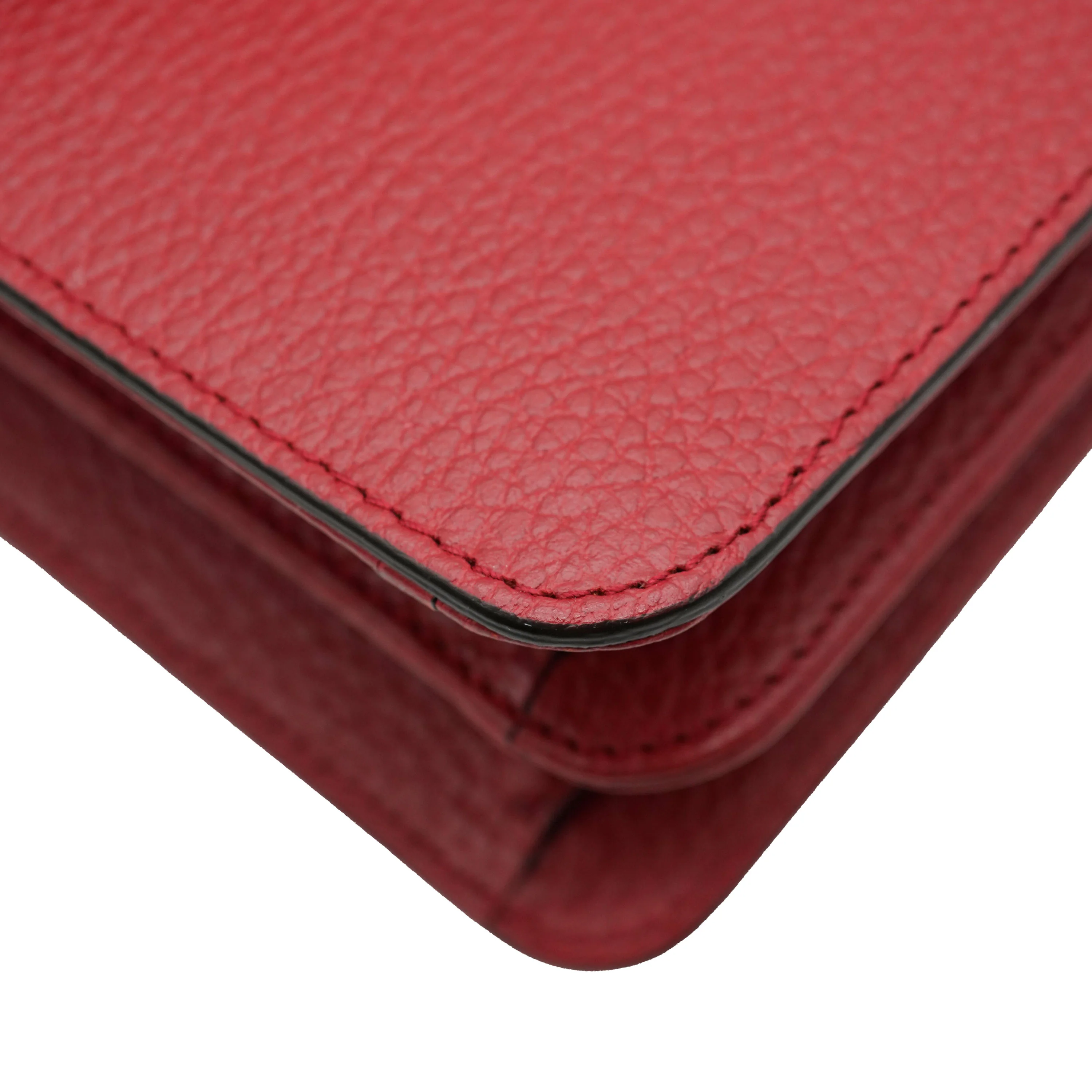 Red Pebbled Calfskin Small Interlocking G Chain Bag - Image 6