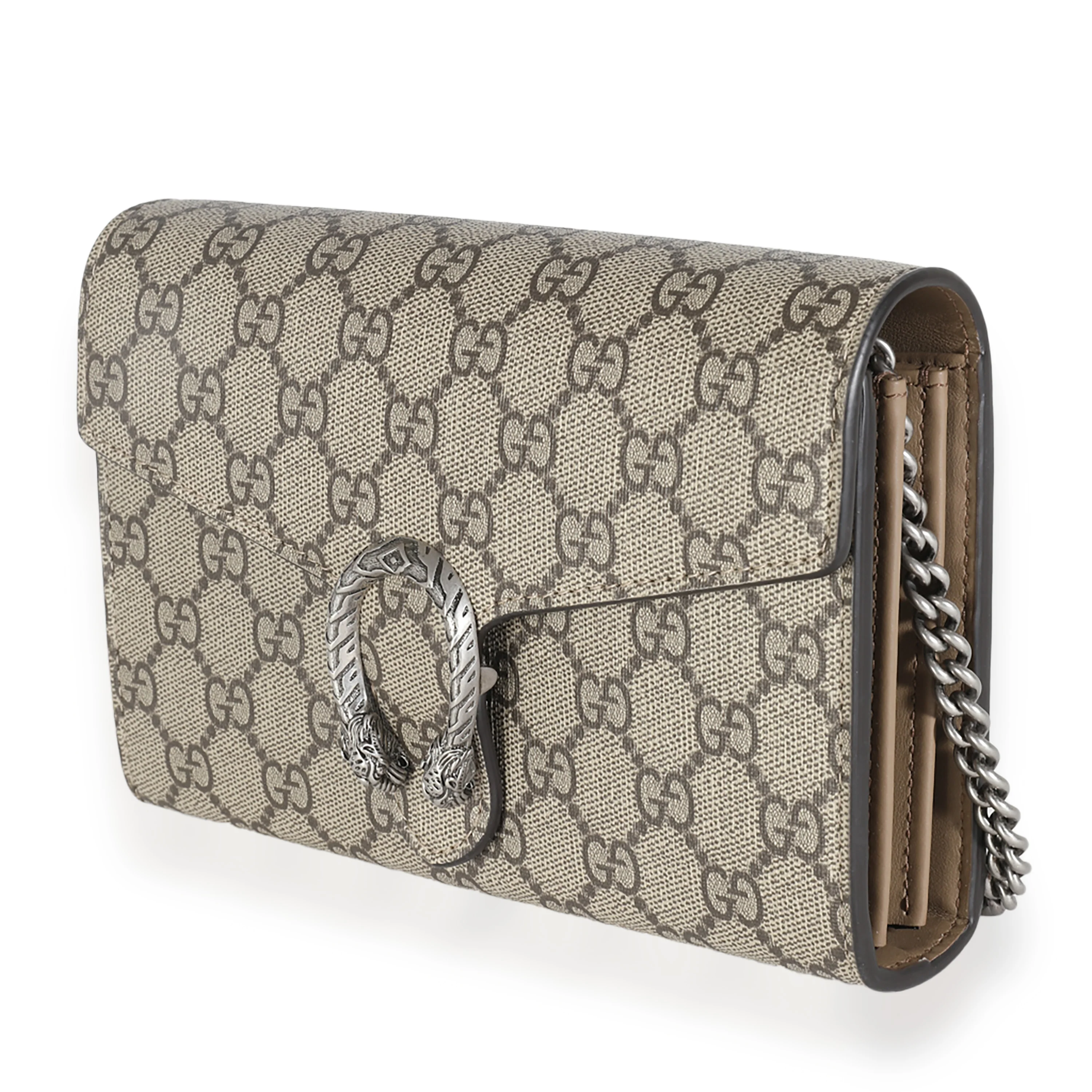 Beige GG Supreme Canvas Dionysus Chain Wallet - Image 2