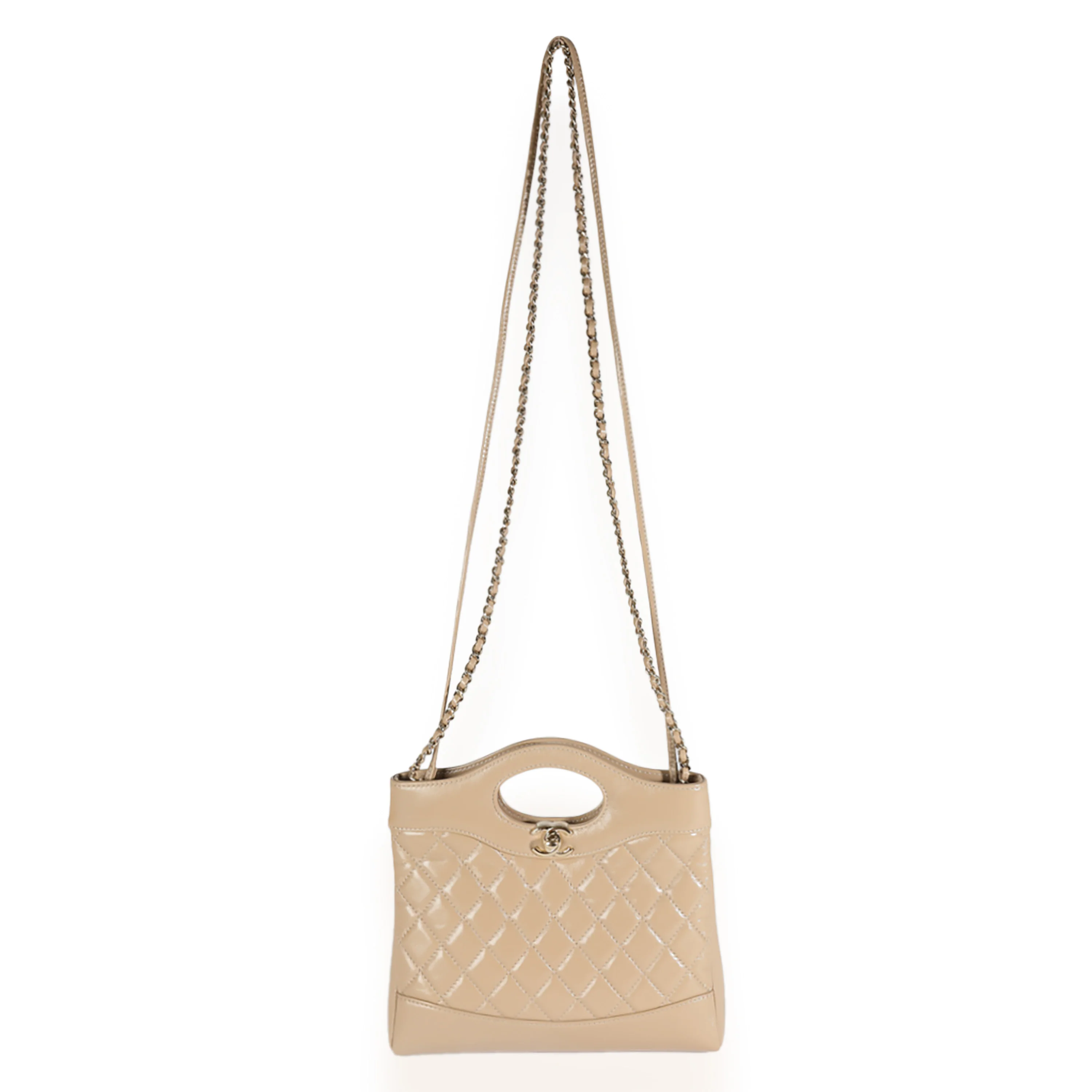 24S Dark Beige Shiny Crumpled Calfskin Mini 31 Shopping Bag - Image 8