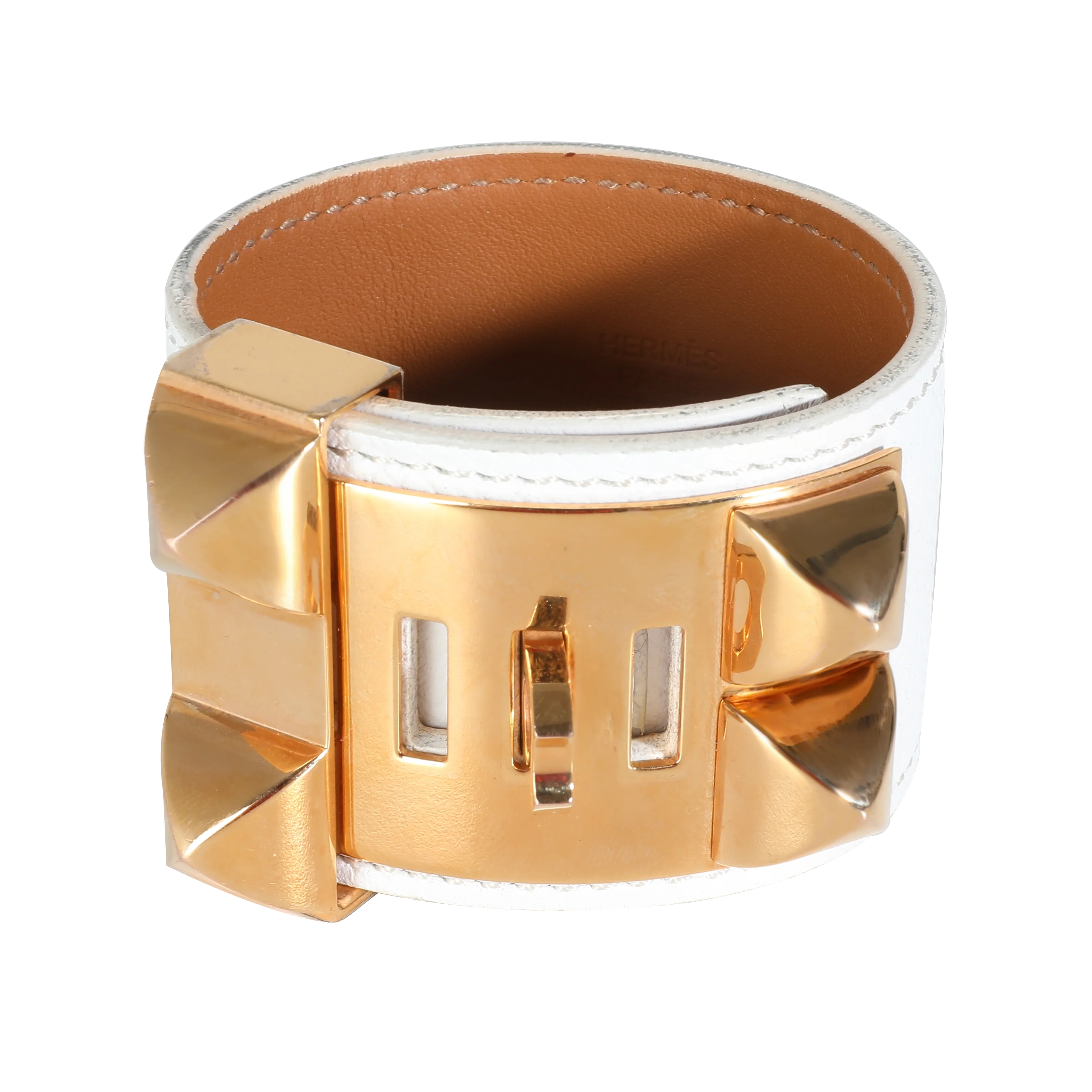 Hermes Collier de Chien Leather Gold Plated Bracelet