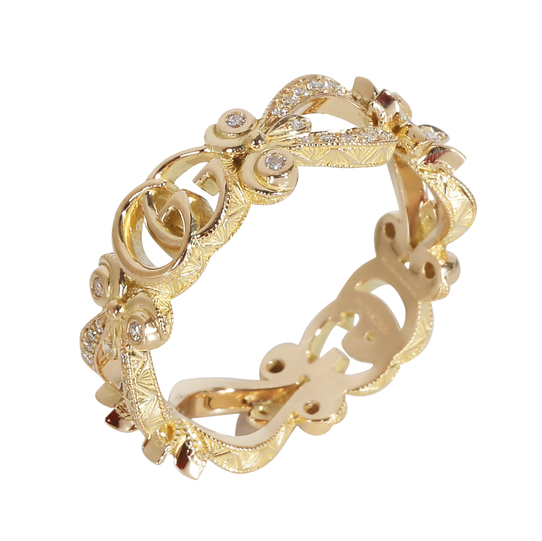 Yellow Gold Diamond Flora GG Ring - Image 5