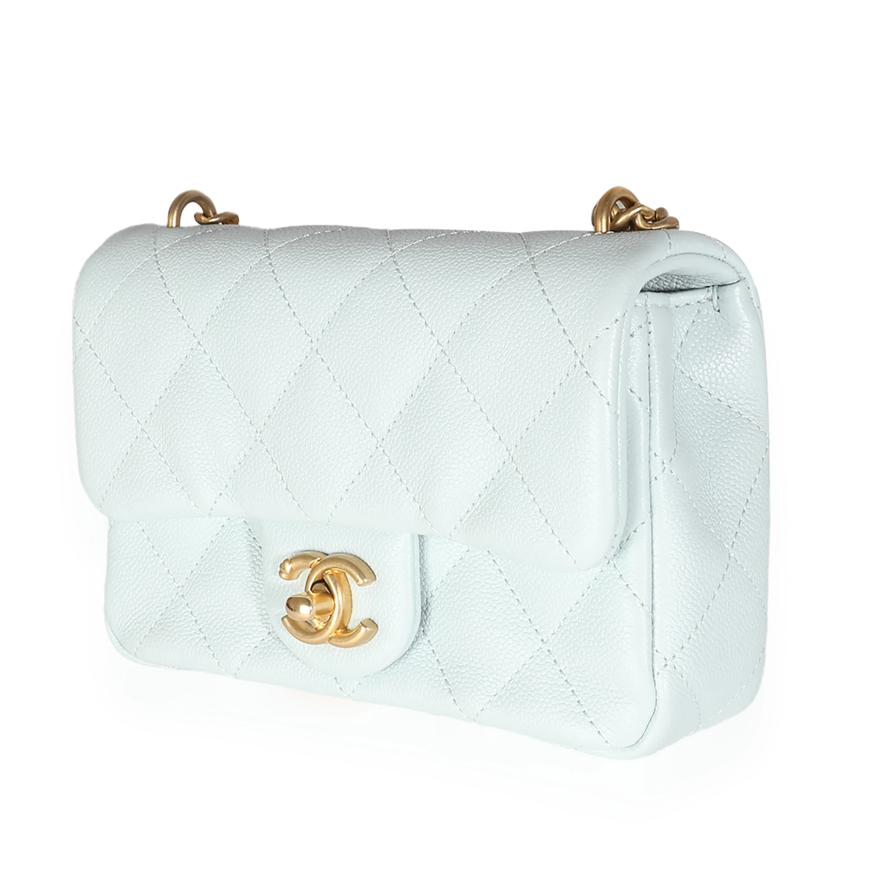 24P Blue Quilted Caviar Sweetheart Crush Mini Flap Bag - Image 2