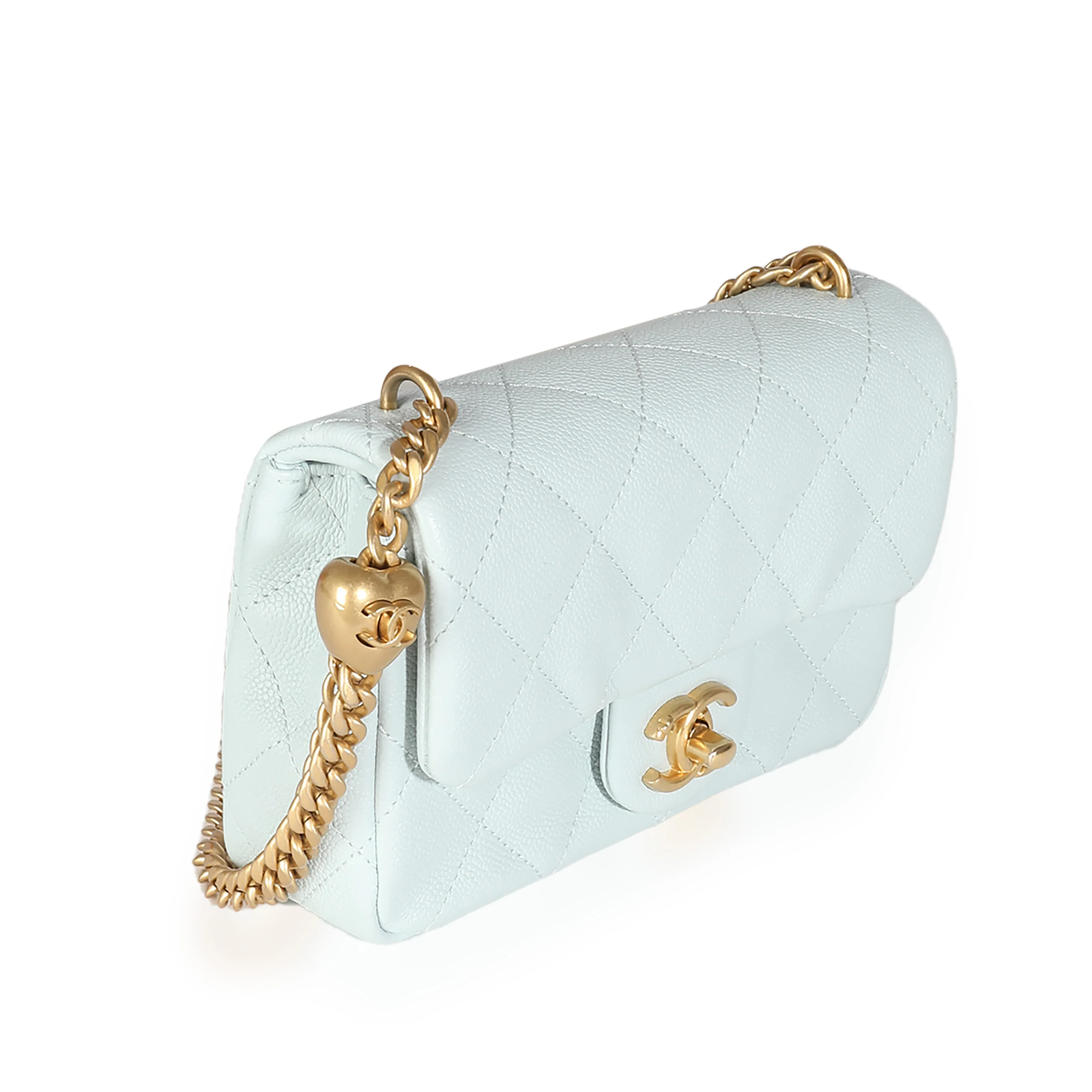 24P Blue Quilted Caviar Sweetheart Crush Mini Flap Bag - Image 3