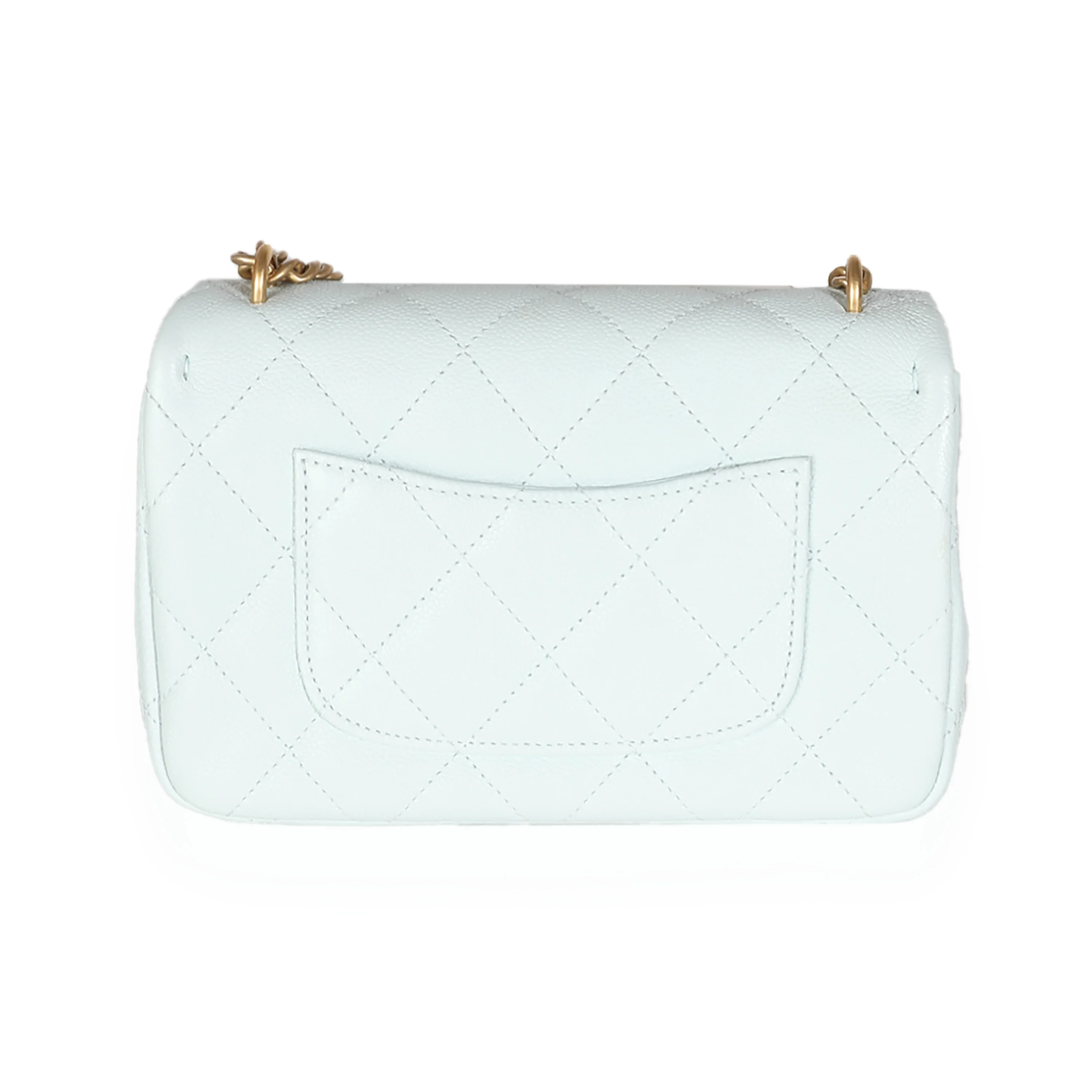 24P Blue Quilted Caviar Sweetheart Crush Mini Flap Bag - Image 4