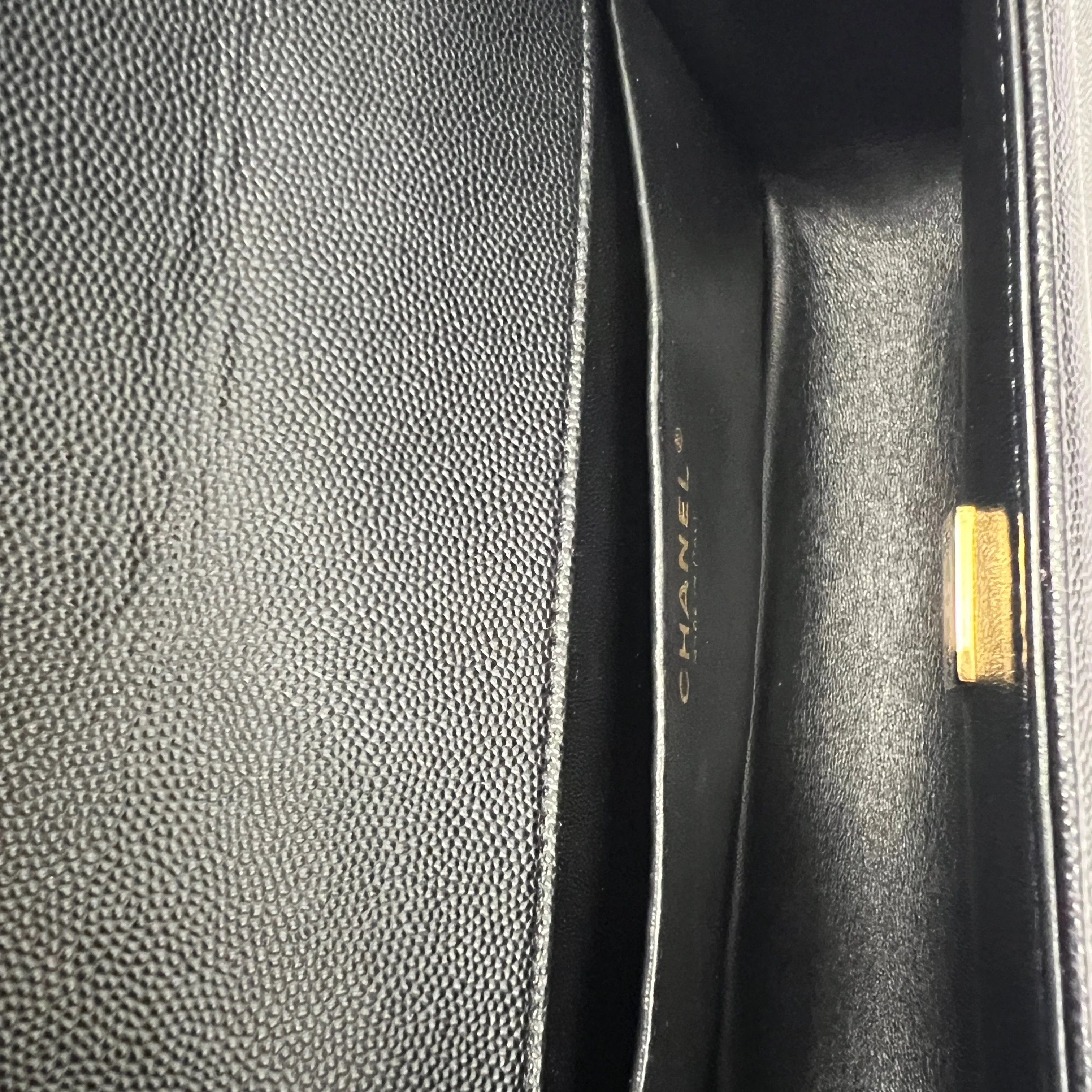 Black Quilted Caviar Medium Boy Handbag - Image 9