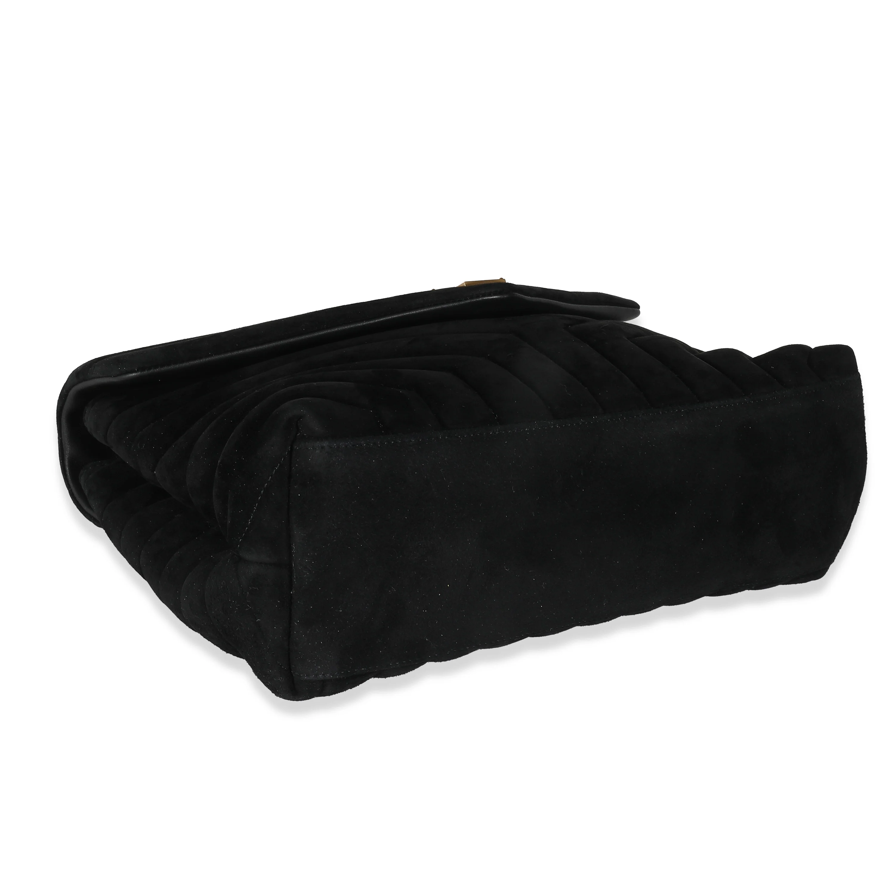 Black Quilted Suede Medium Loulou Bag - Image 6
