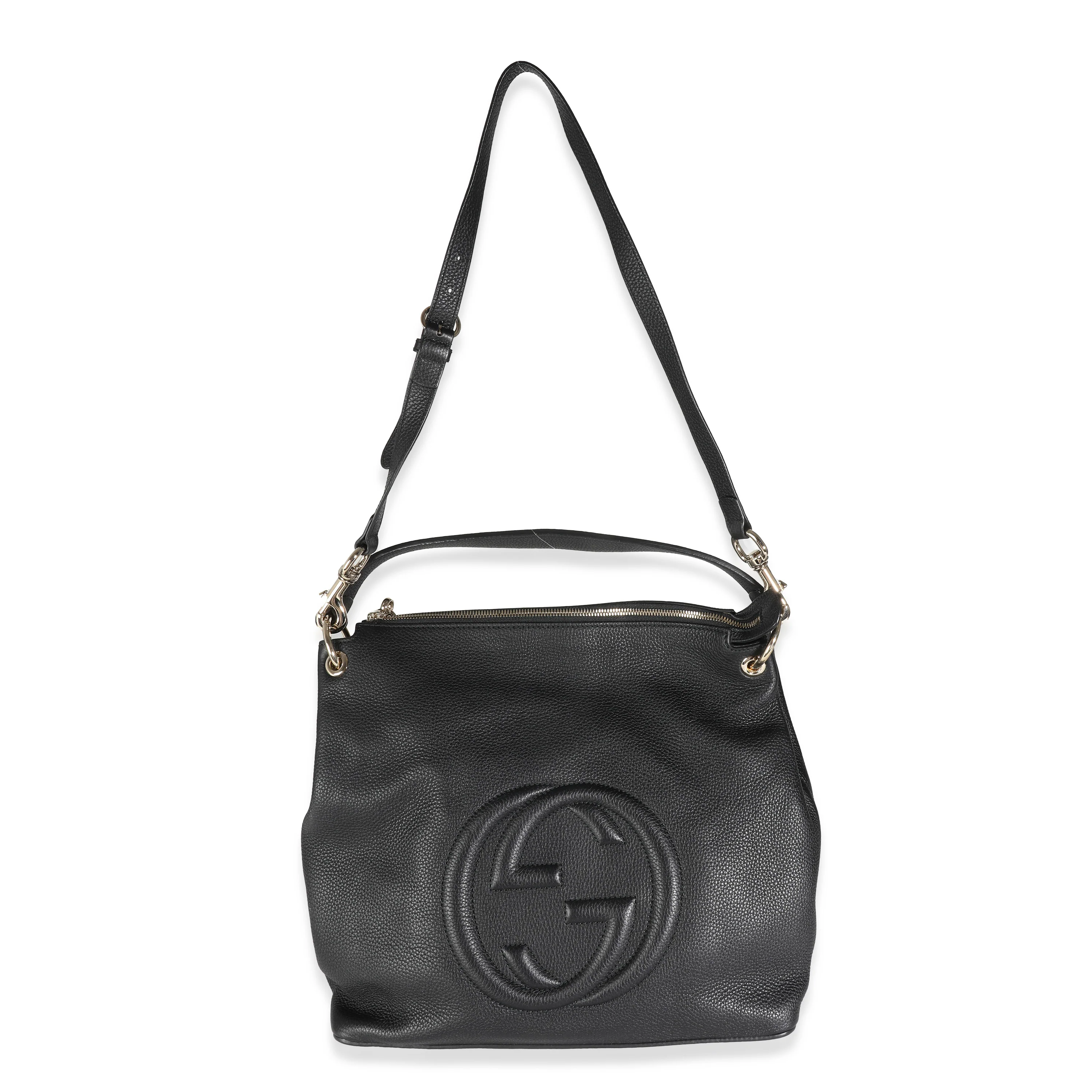Black Pebbled Calfskin Large Soho Convertible Tote - Image 8