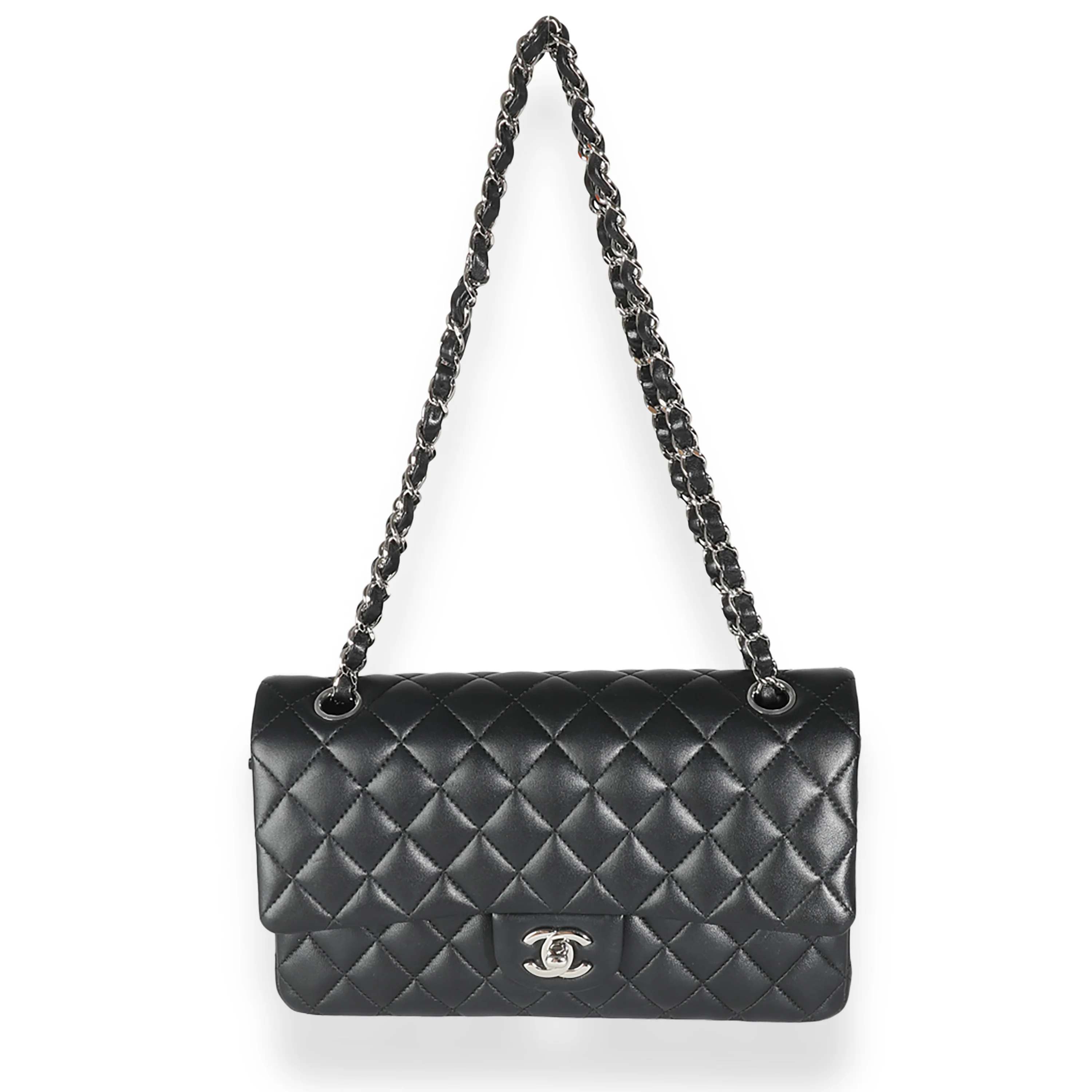 Black Quilted Lambskin Medium Classic Double Flap Bag - Image 8