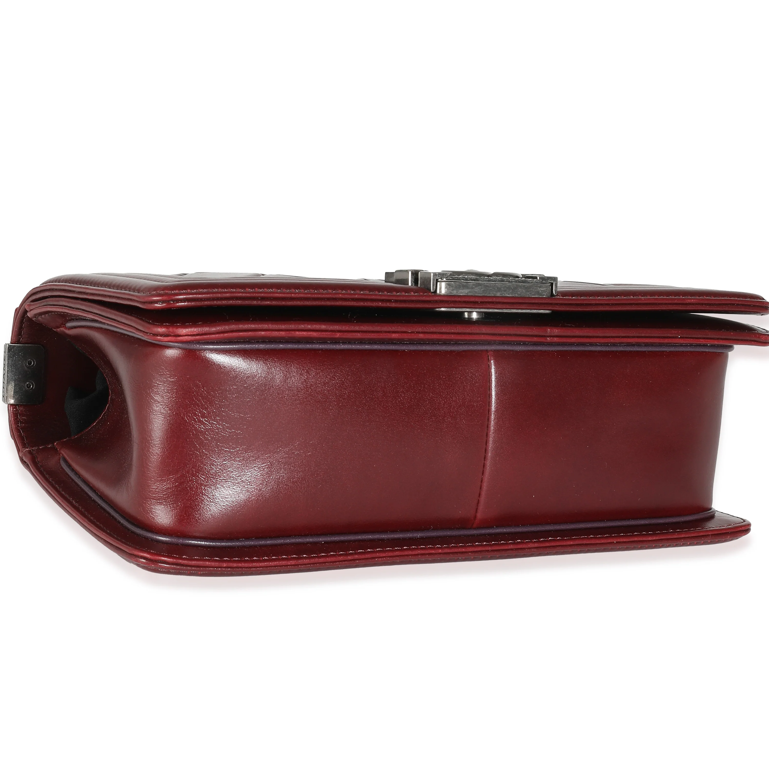 Burgundy Embossed Calfskin Paris Salzburg Medium Boy Bag - Image 6