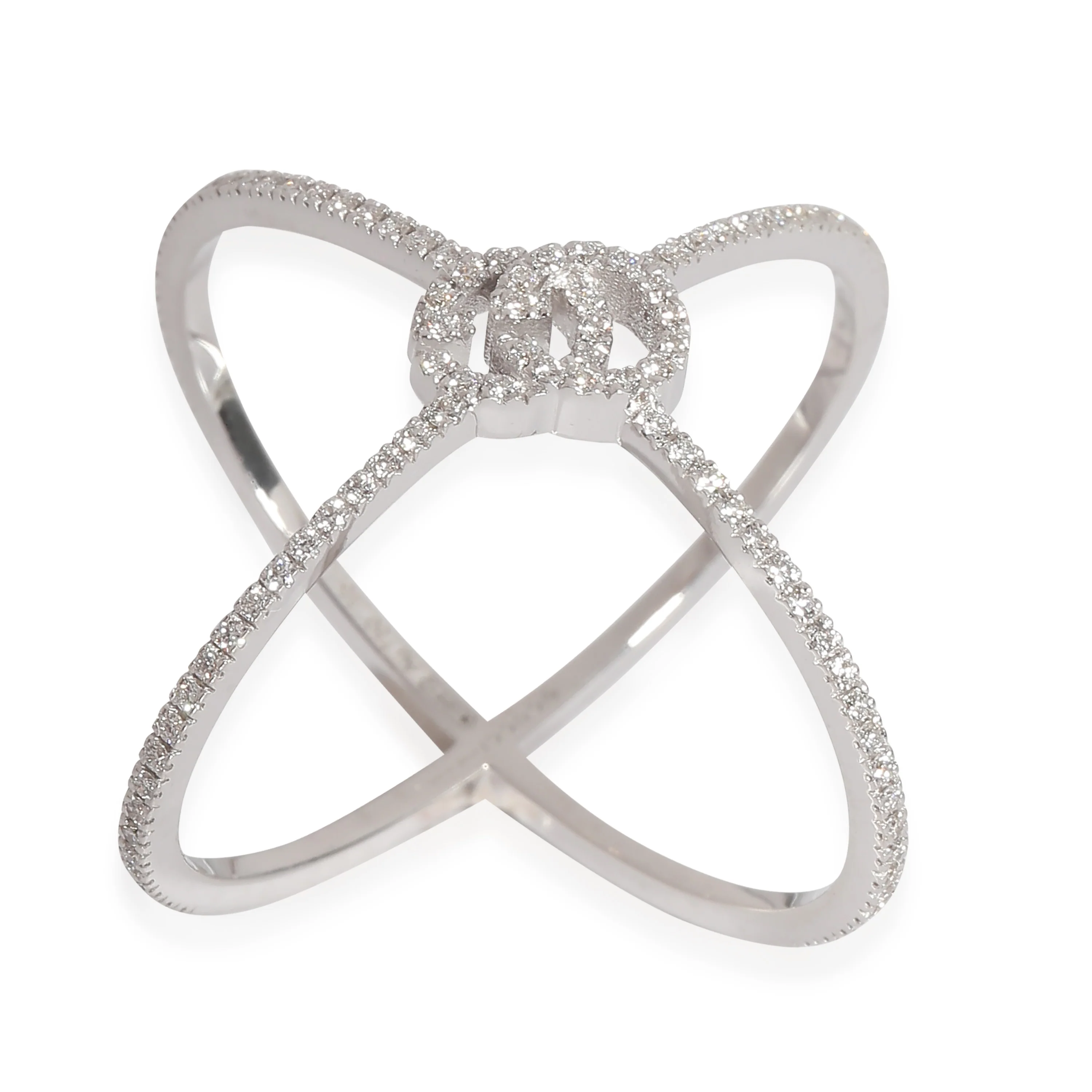 GG Running Crossover Diamond Ring in 18K White Gold 0.30 Ctw - Image 5