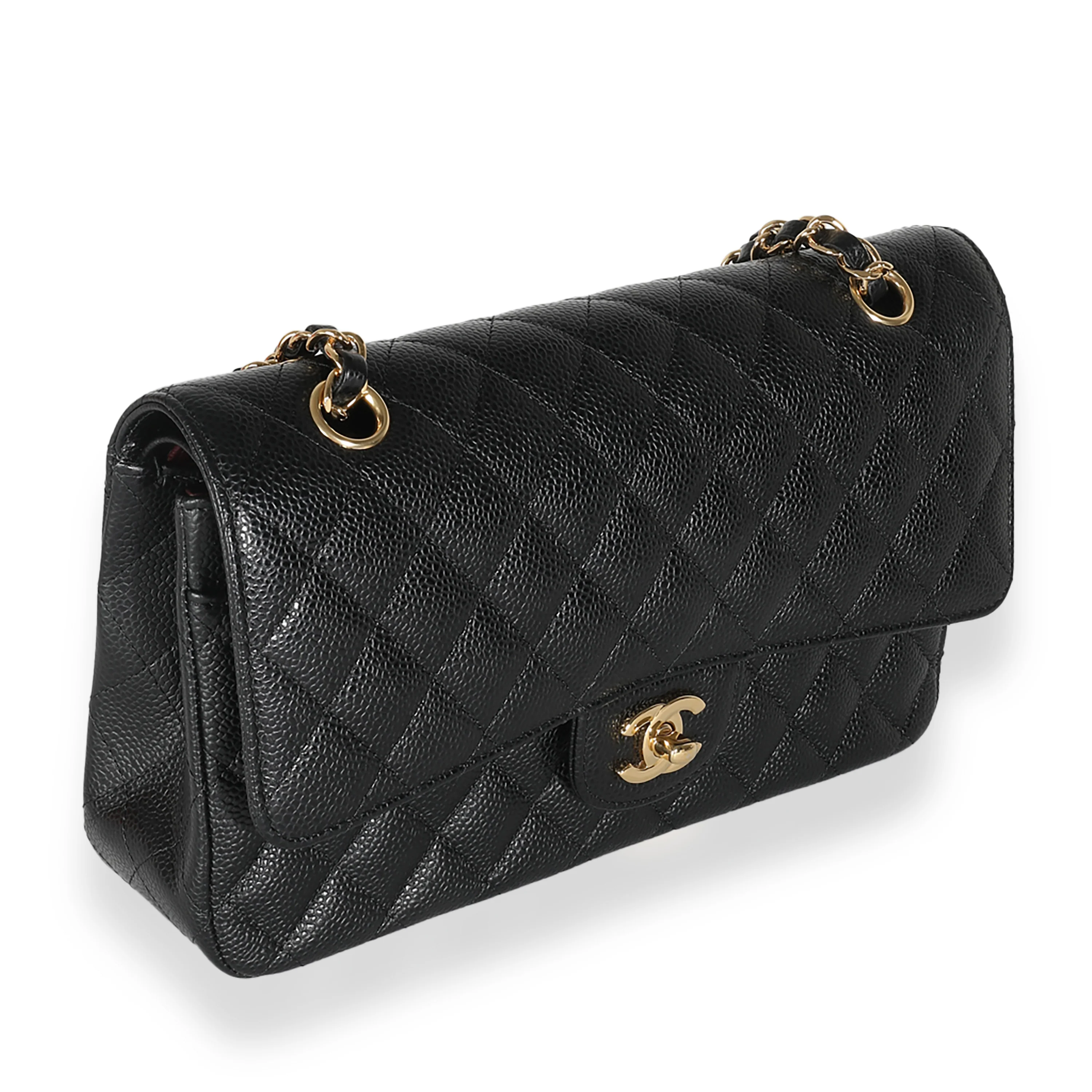 Black Quilted Caviar Medium Classic Double Flap Handbag - Image 2