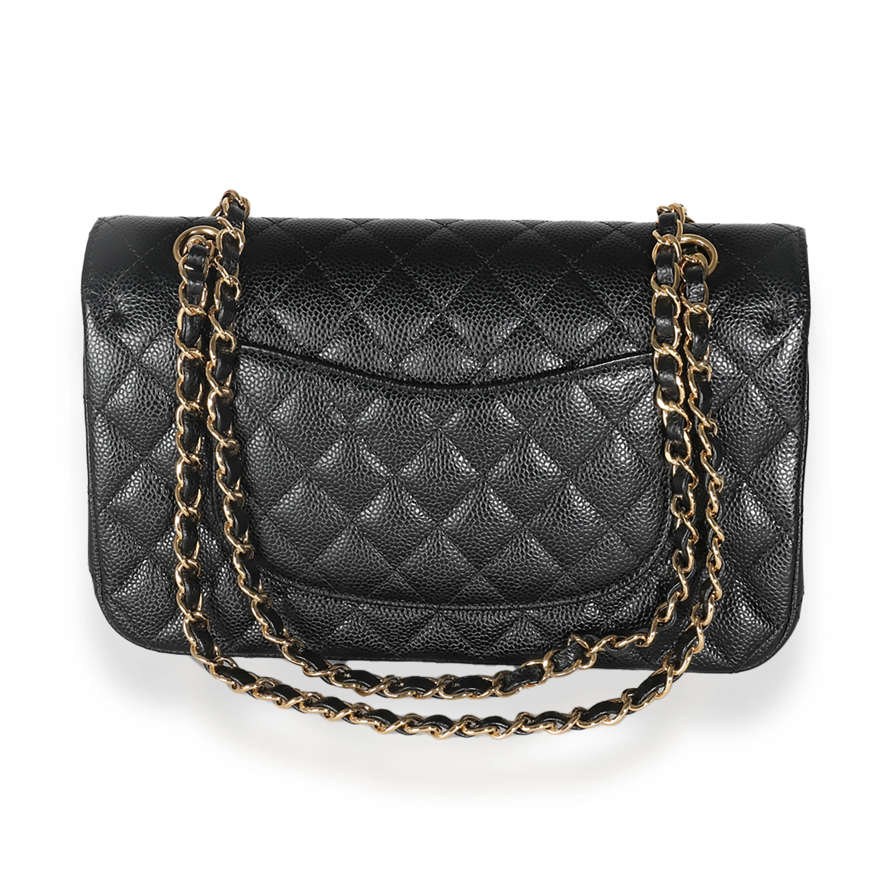 Black Quilted Caviar Medium Classic Double Flap Handbag - Image 4