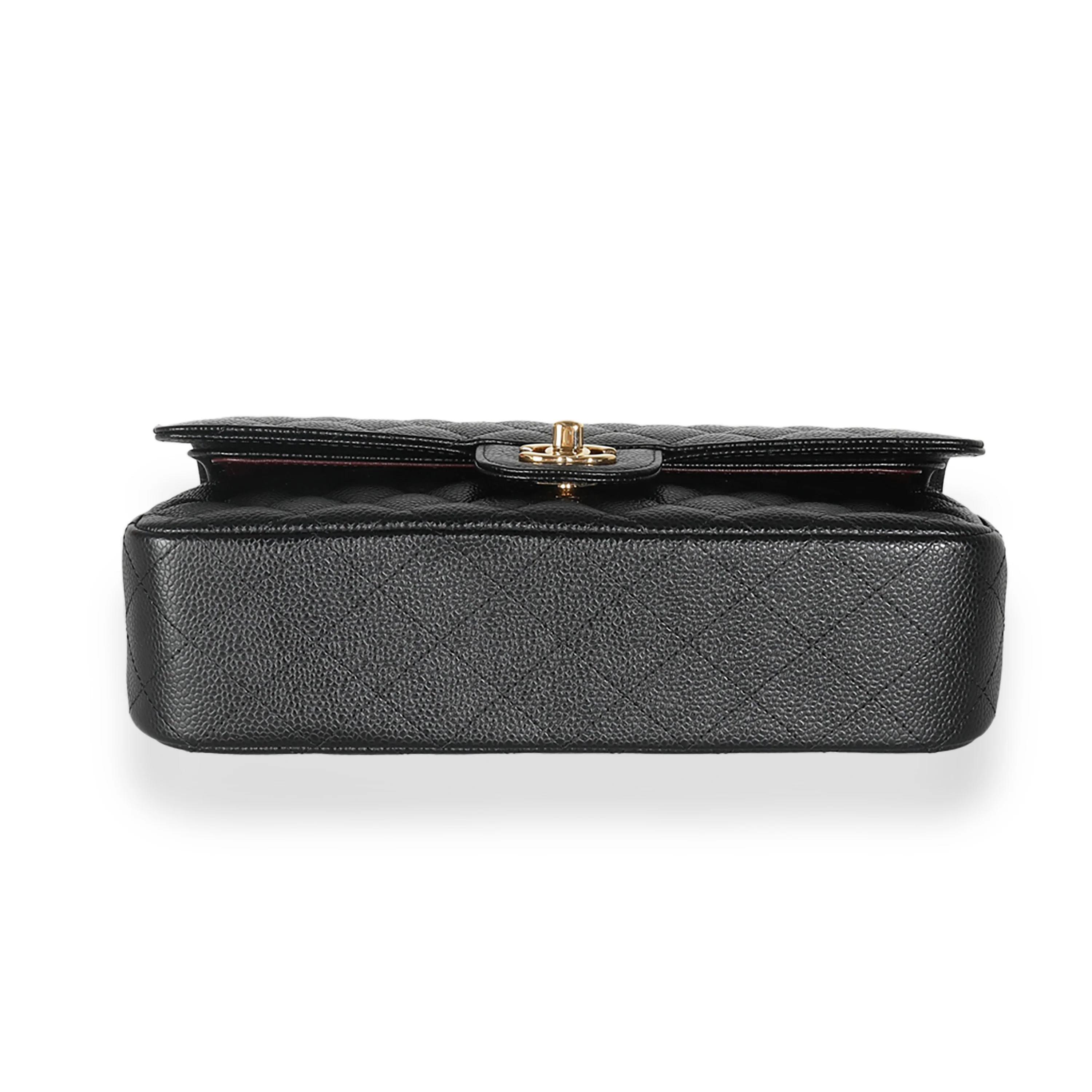 Black Quilted Caviar Medium Classic Double Flap Handbag - Image 5