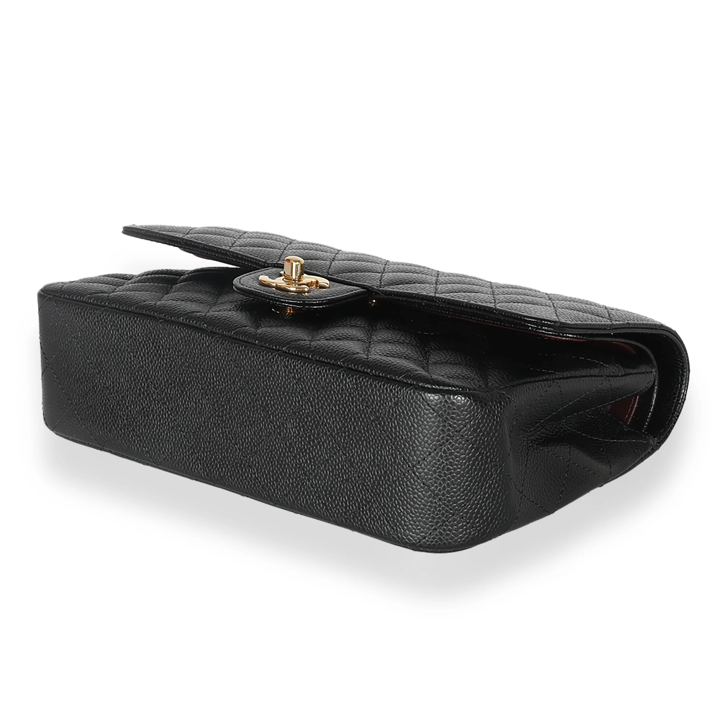 Black Quilted Caviar Medium Classic Double Flap Handbag - Image 6