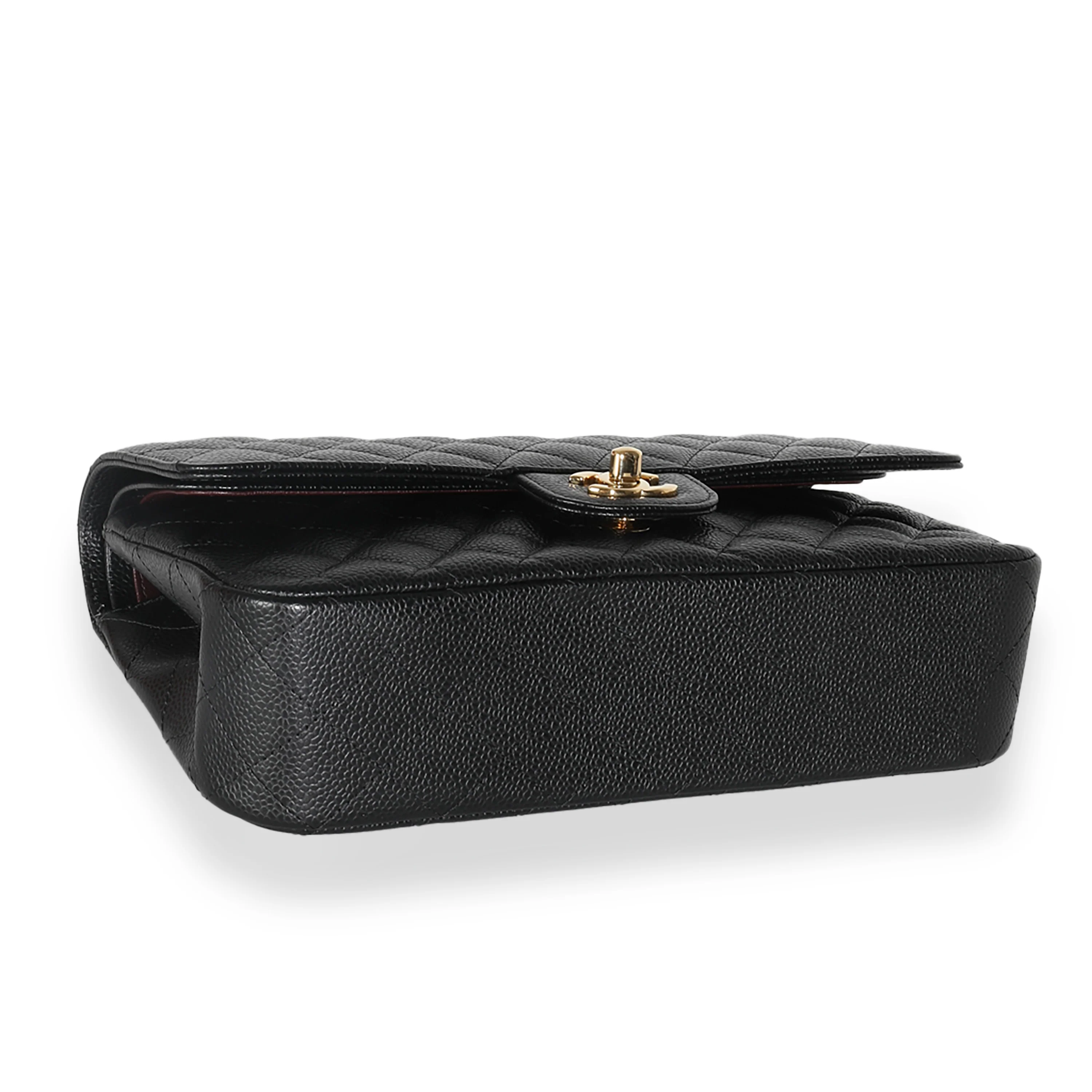 Black Quilted Caviar Medium Classic Double Flap Handbag - Image 7
