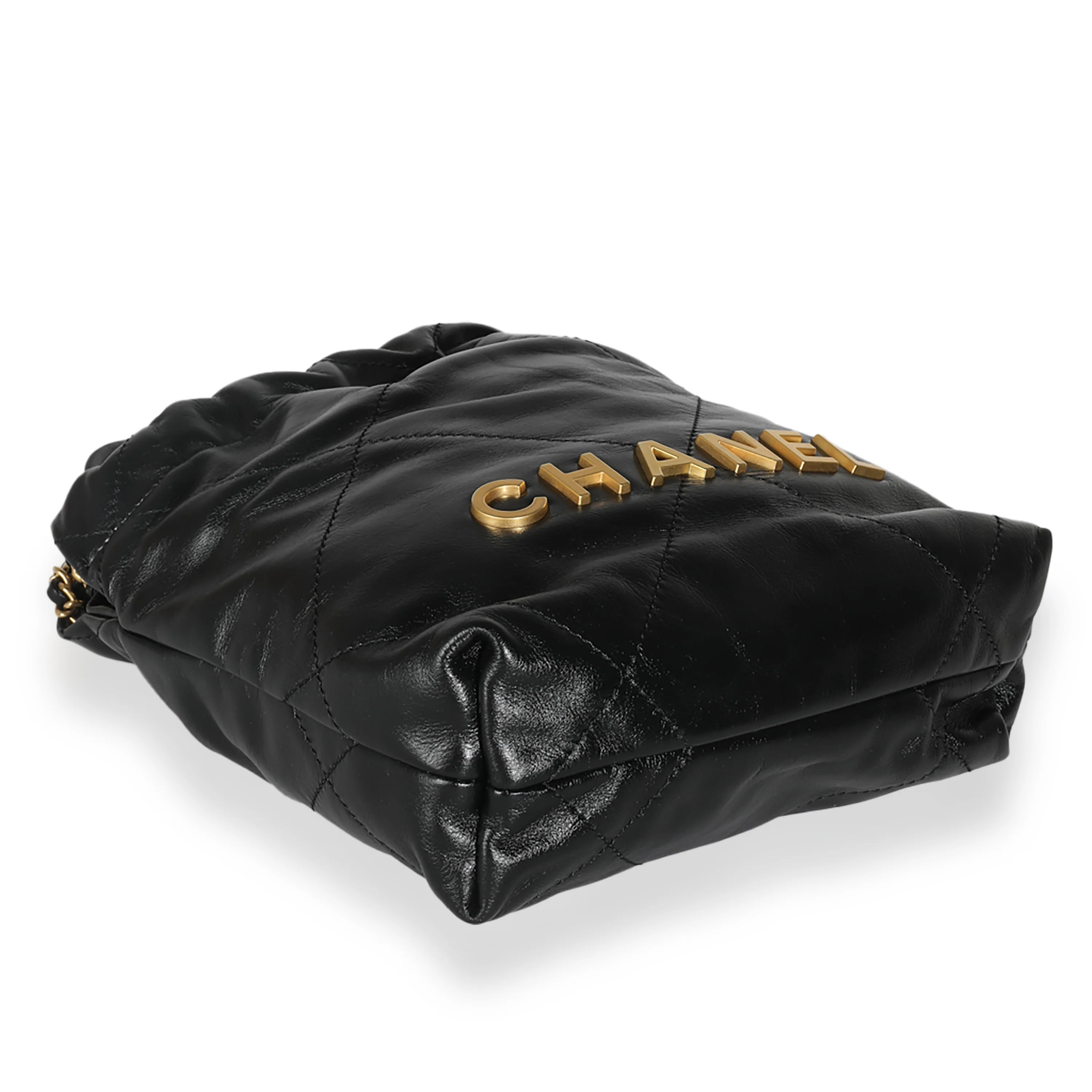 Black Shiny Quilted Calfskin Mini Chanel 22 - Image 6