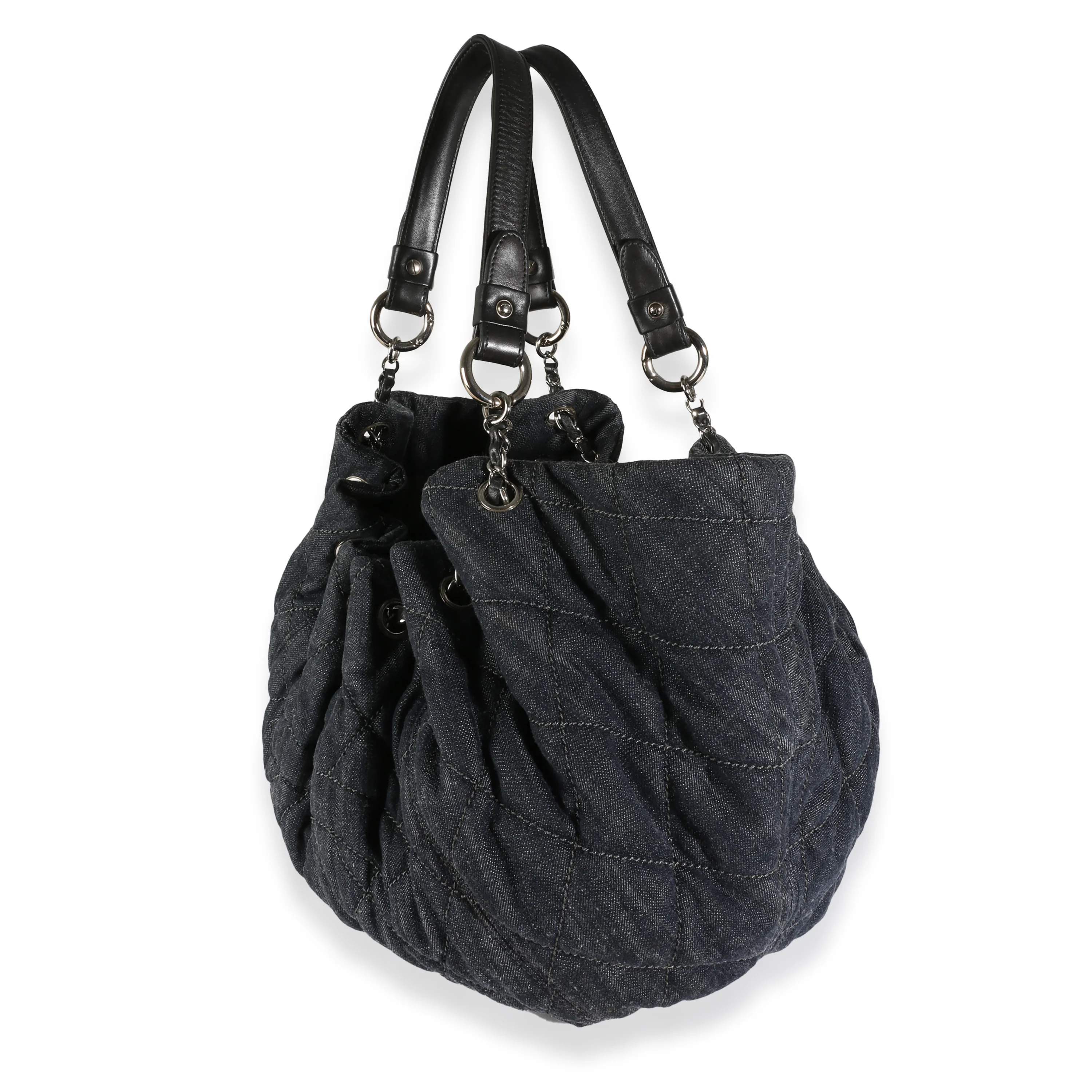 Navy Quilted Denim Coco Cabas Tote - Image 2