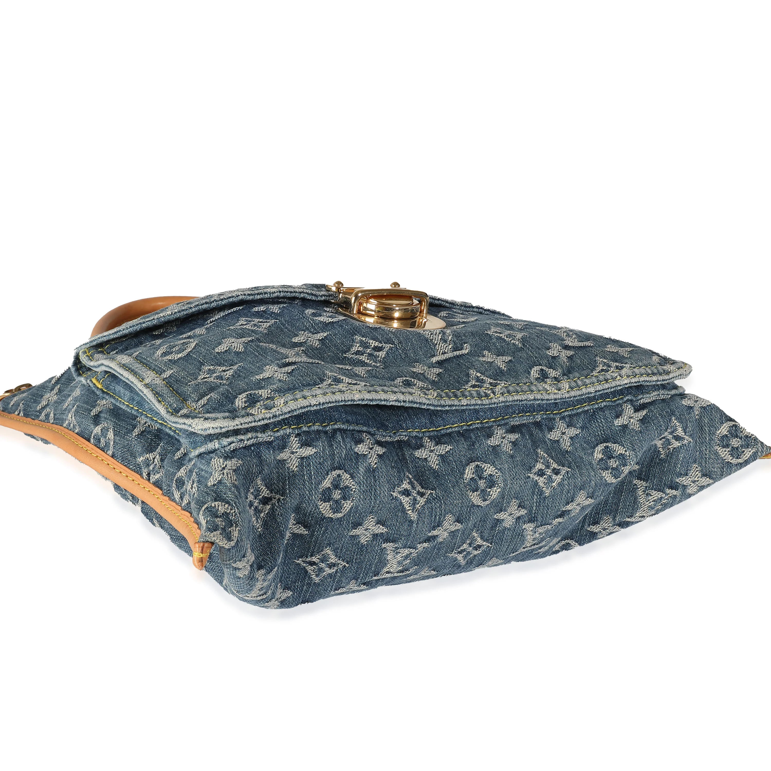 Blue Monogram Denim Sac Plat - Image 7