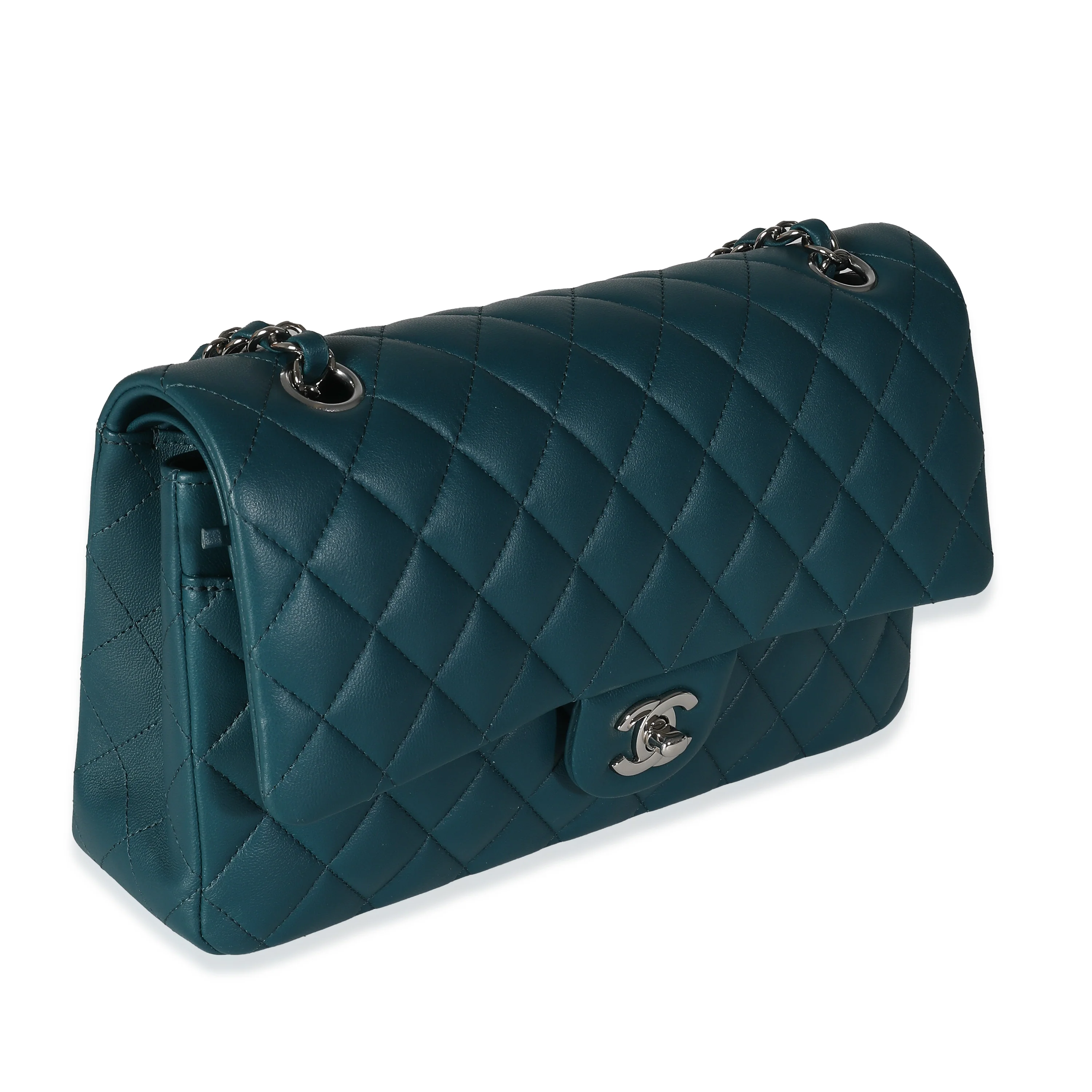 Dark Turquoise Quilted Lambskin Medium Classic Double Flap Bag - Image 3
