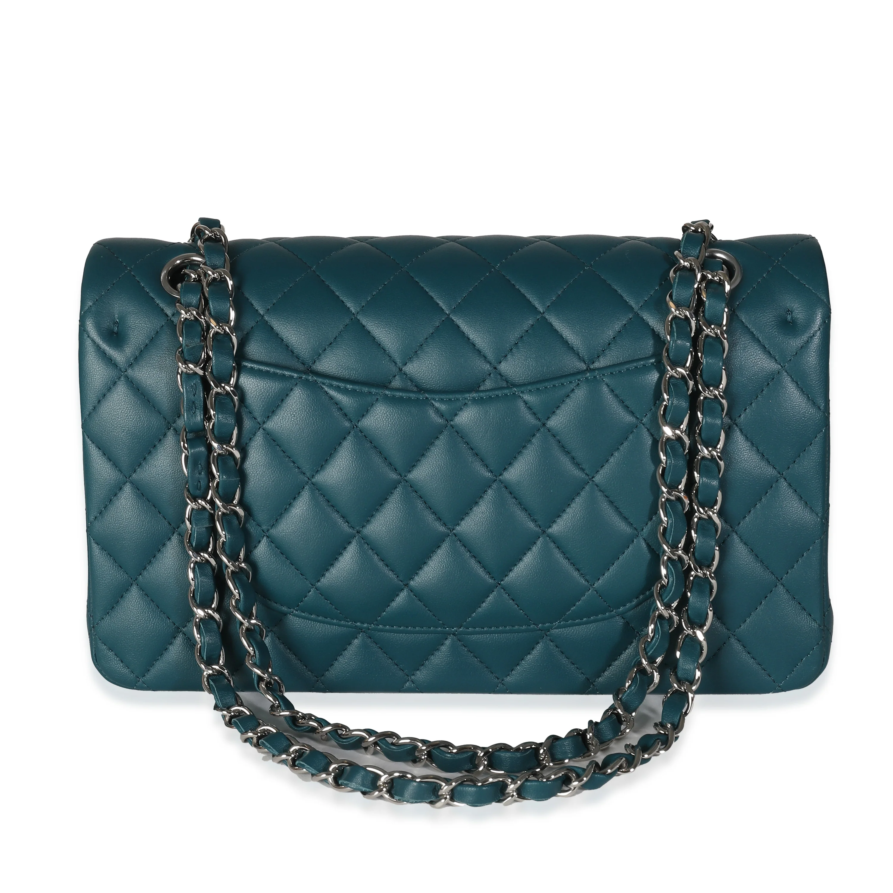 Dark Turquoise Quilted Lambskin Medium Classic Double Flap Bag - Image 4
