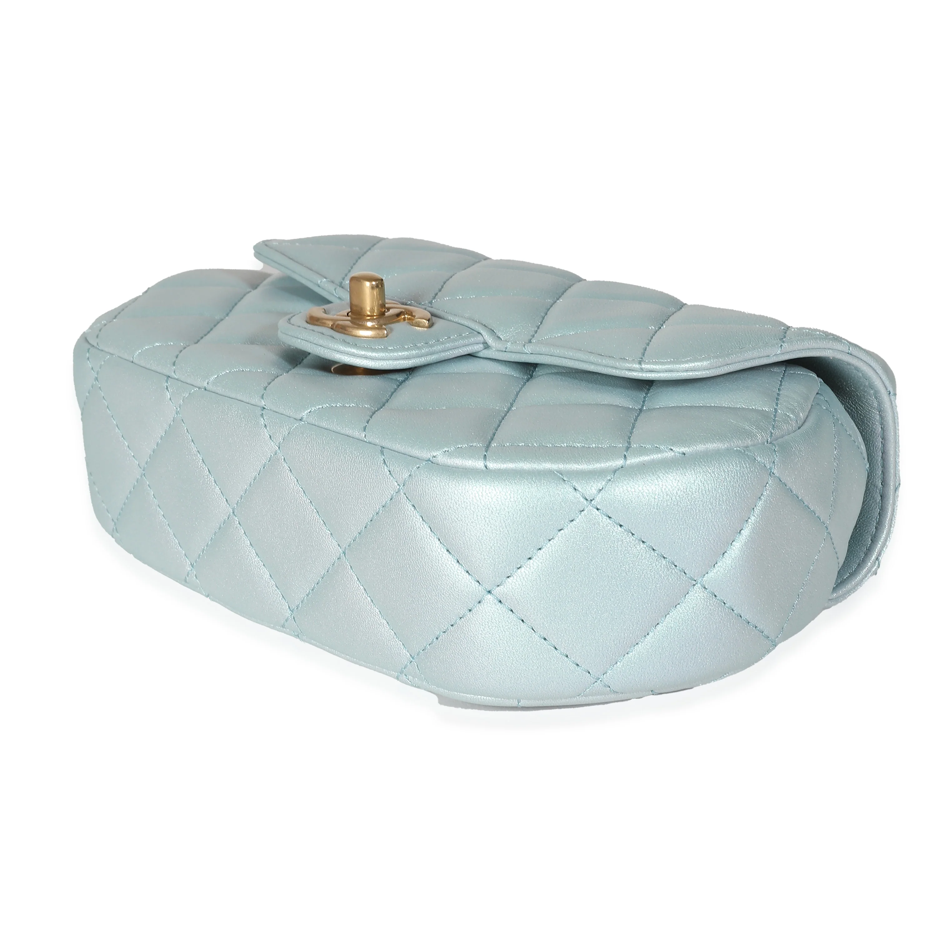 24C Light Blue Iridescent Quilted Lambskin Small Top Handle Bag - Image 6