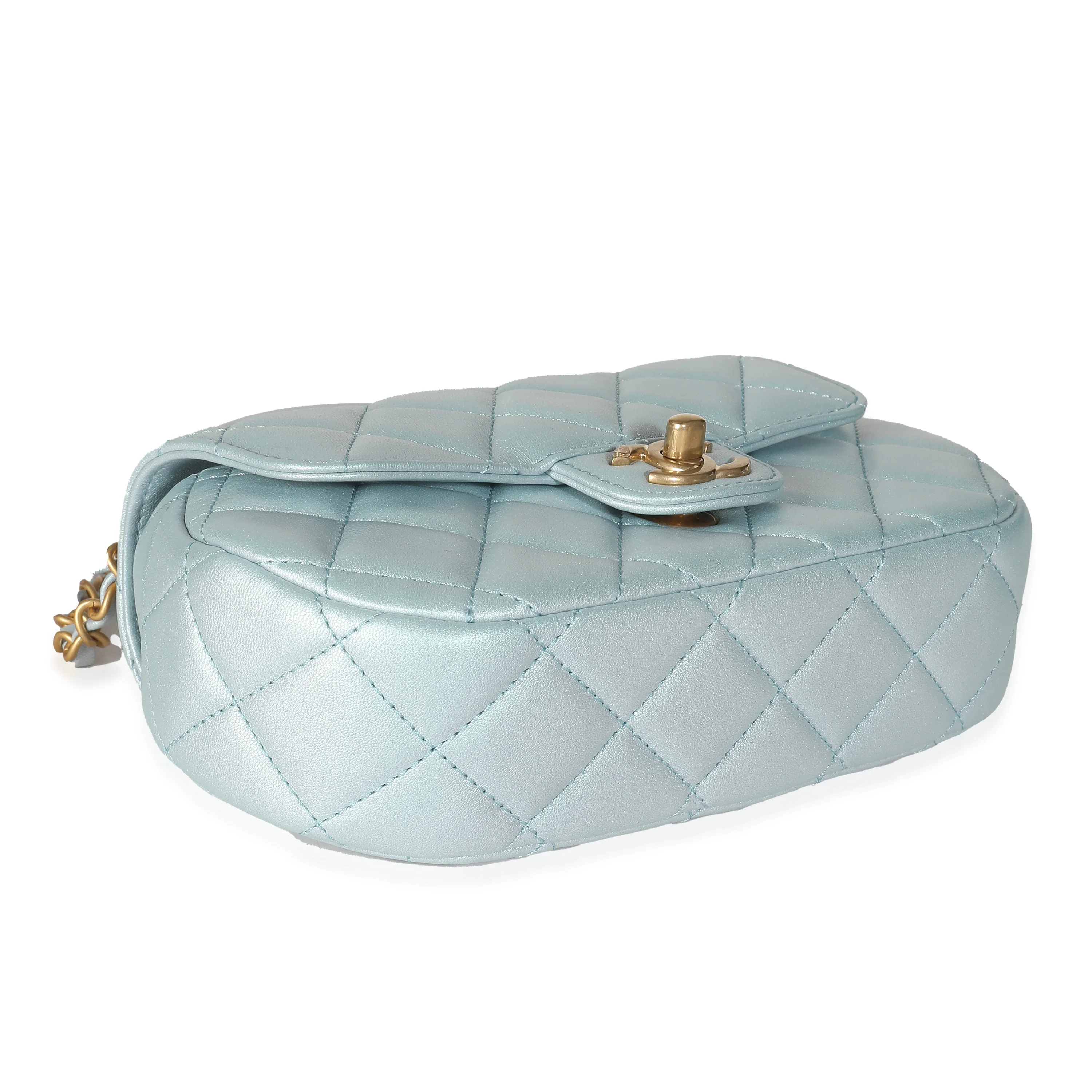 24C Light Blue Iridescent Quilted Lambskin Small Top Handle Bag - Image 7