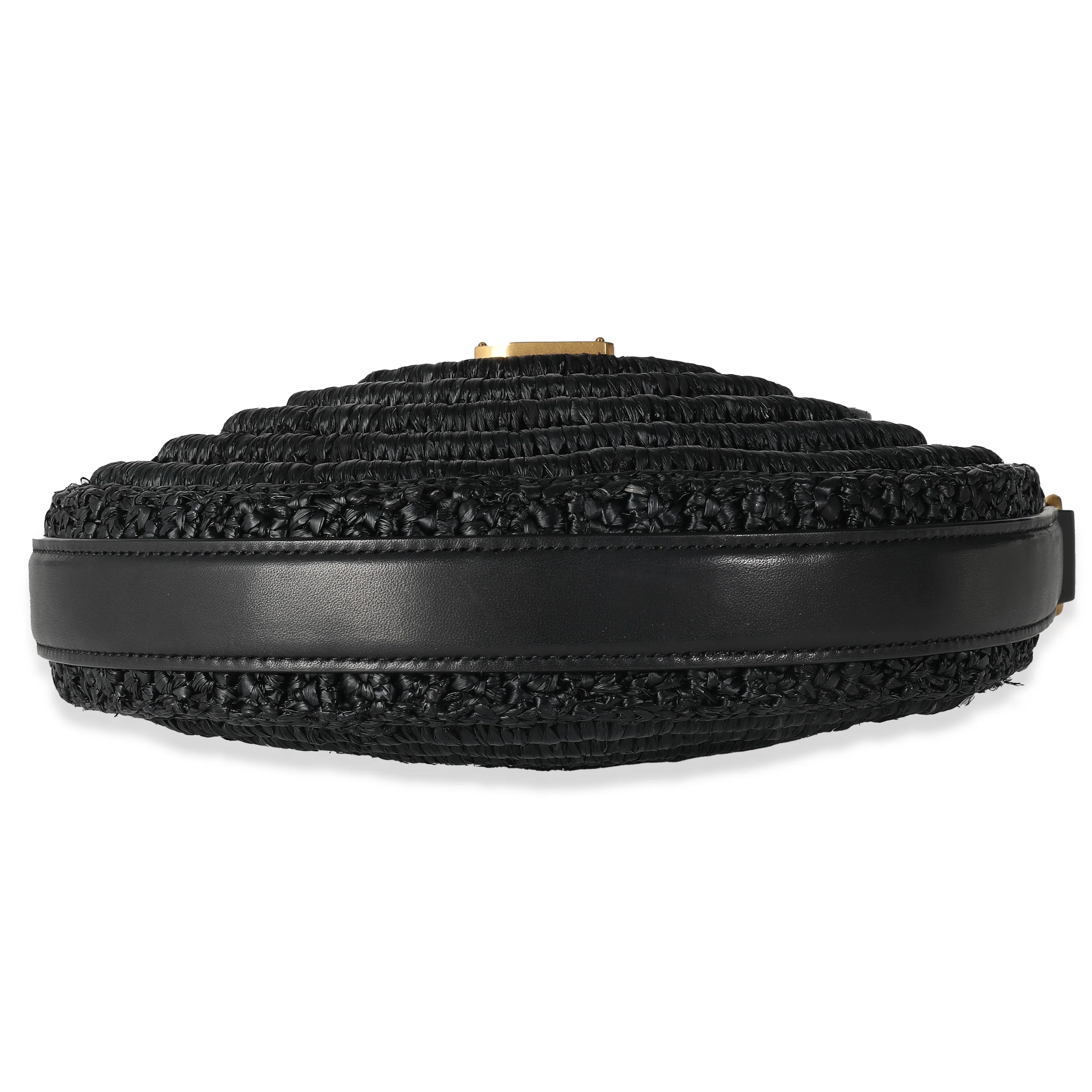 Black Raffia Round Shoulder Bag - Image 5