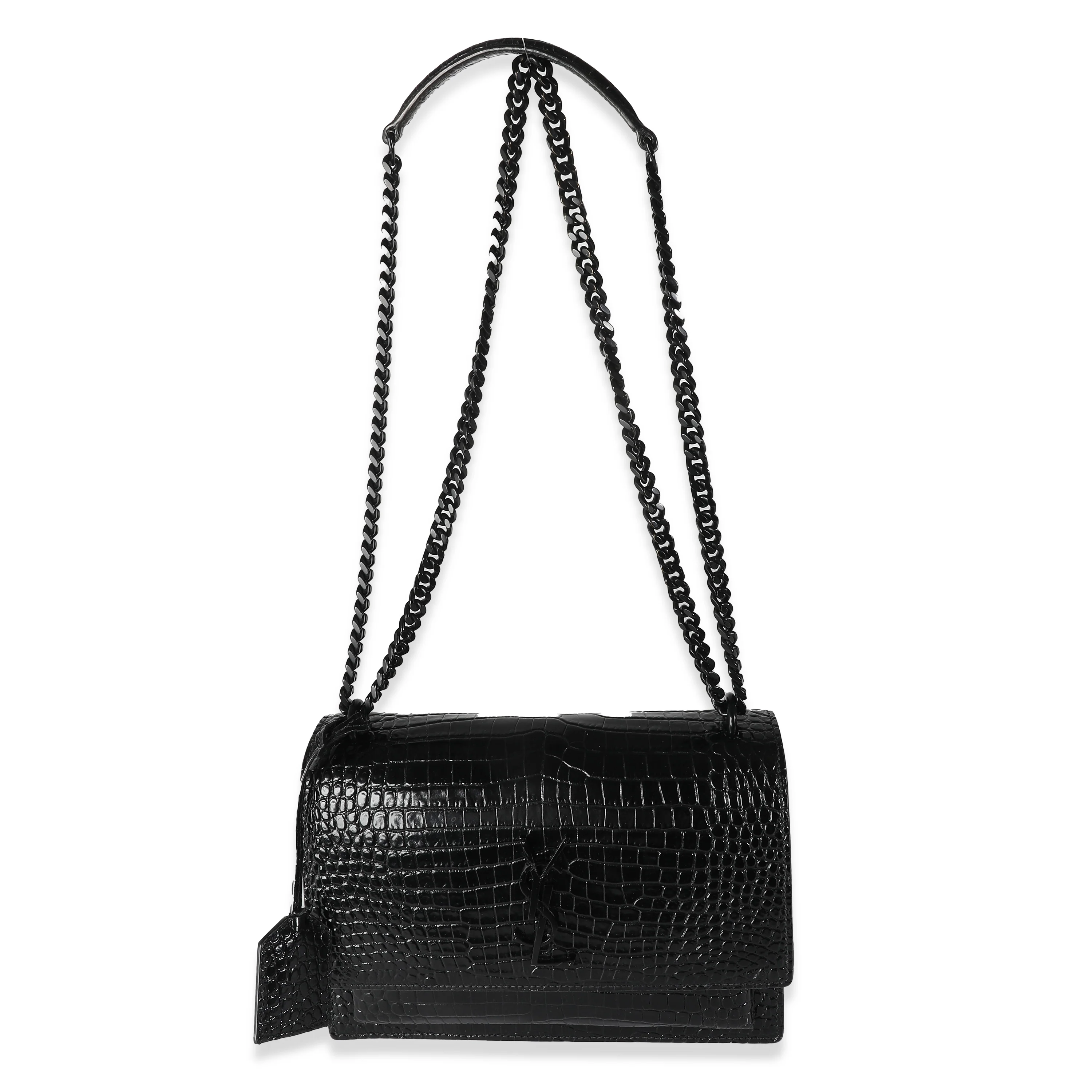 Black Croc Embossed Calfskin Medium Sunset - Image 8