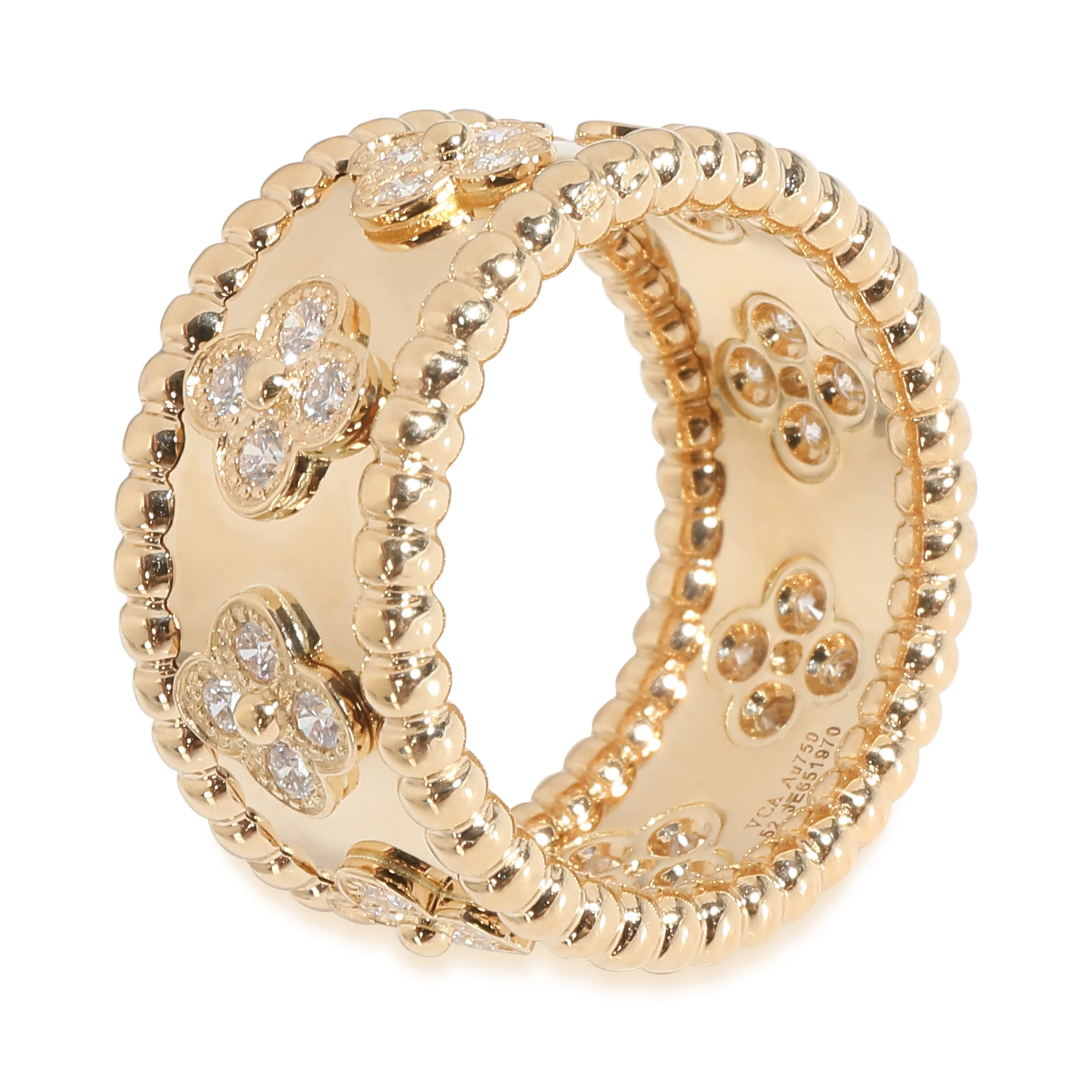 Perlee Clovers Ring, Medium Model in Yellow Gold 0.71 CTW - Image 2