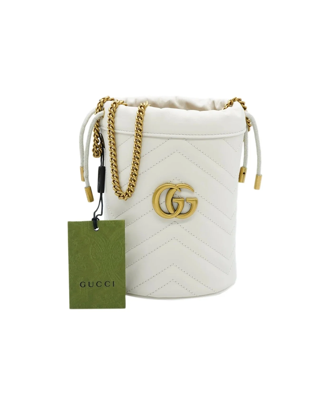 White Matelasse Calfskin Marmont Bucket Bag