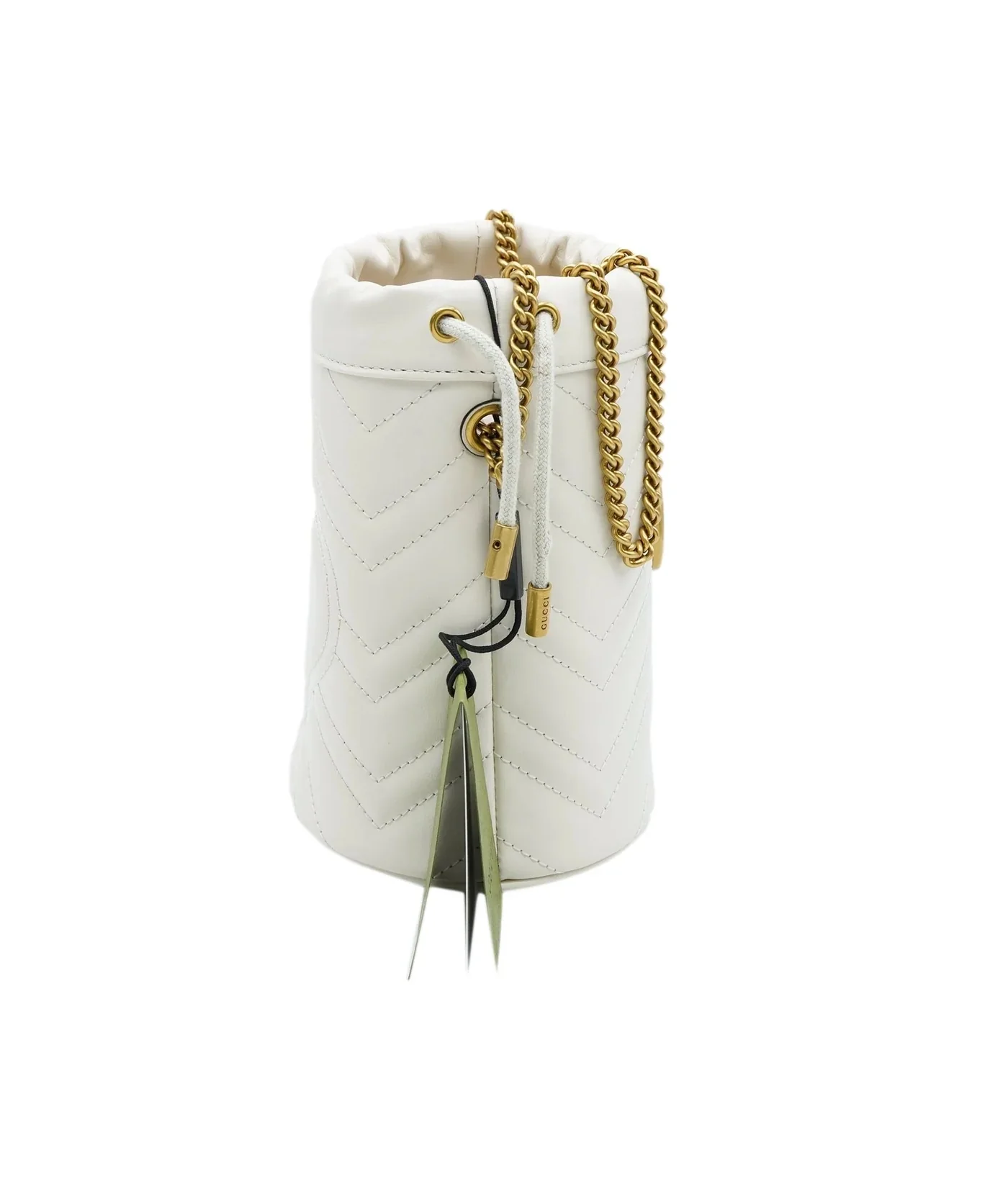 White Matelasse Calfskin Marmont Bucket Bag - Image 3