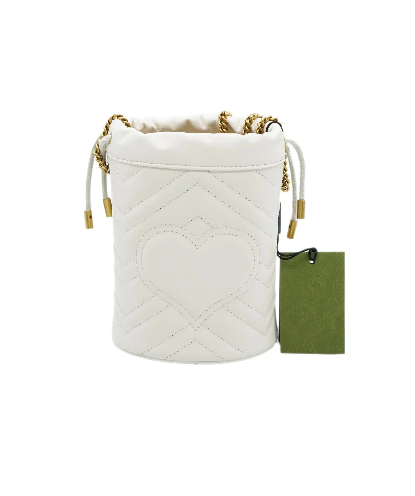 White Matelasse Calfskin Marmont Bucket Bag - Image 4