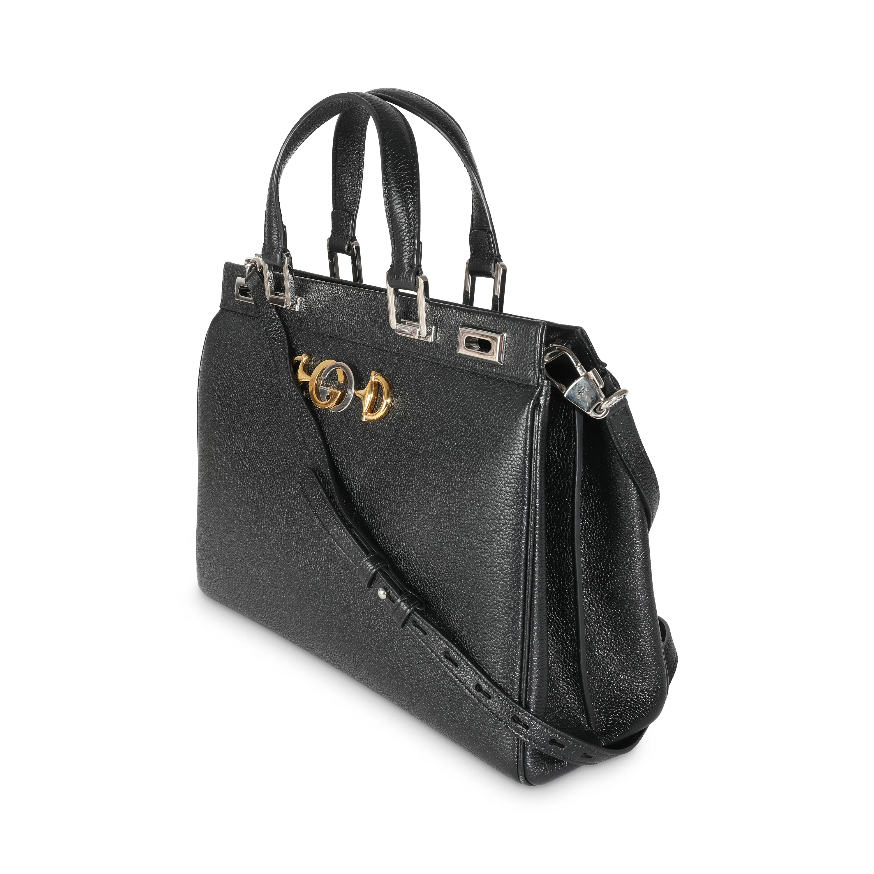 Black Pebbled Calfskin Medium Zumi Top Handle Tote - Image 2