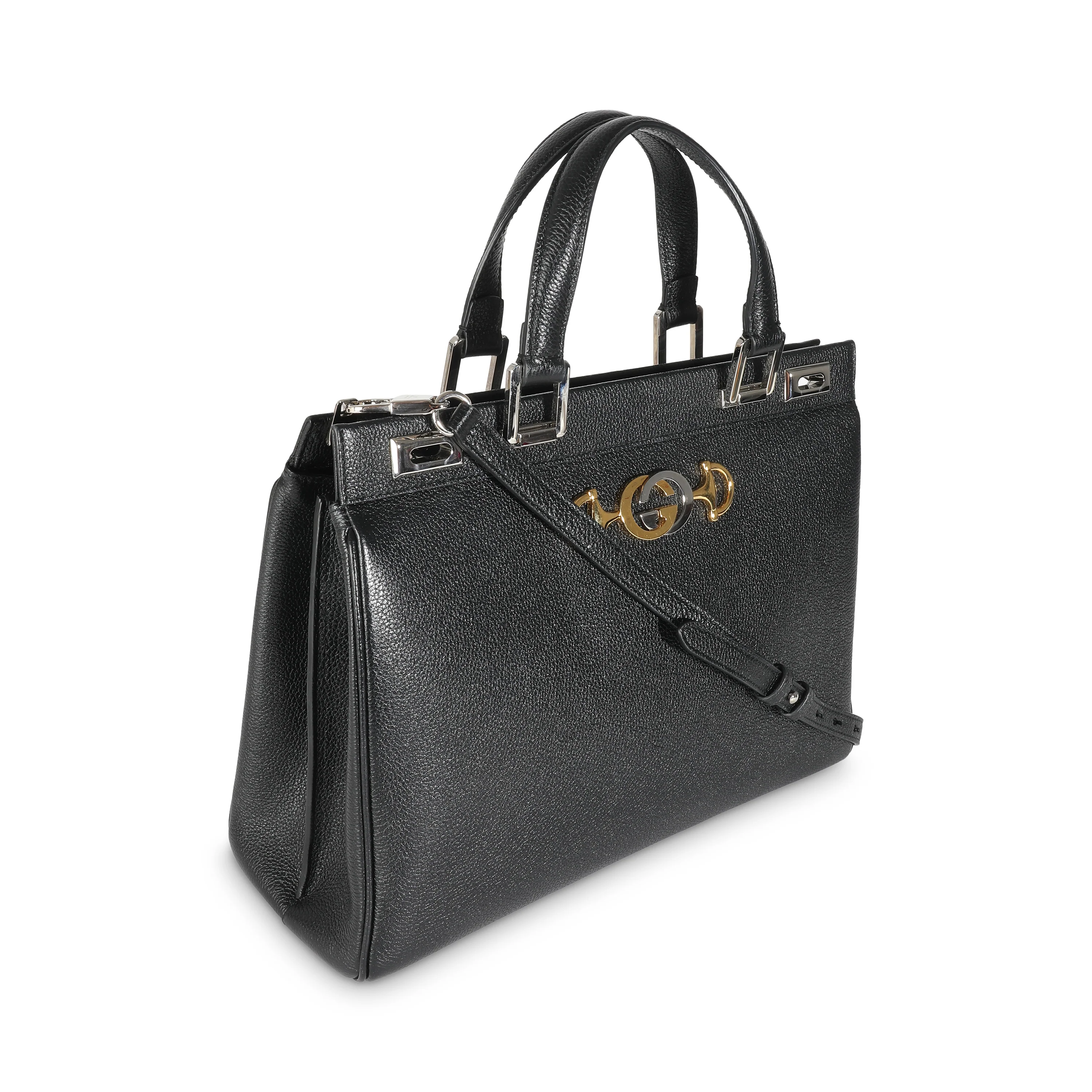 Black Pebbled Calfskin Medium Zumi Top Handle Tote - Image 3