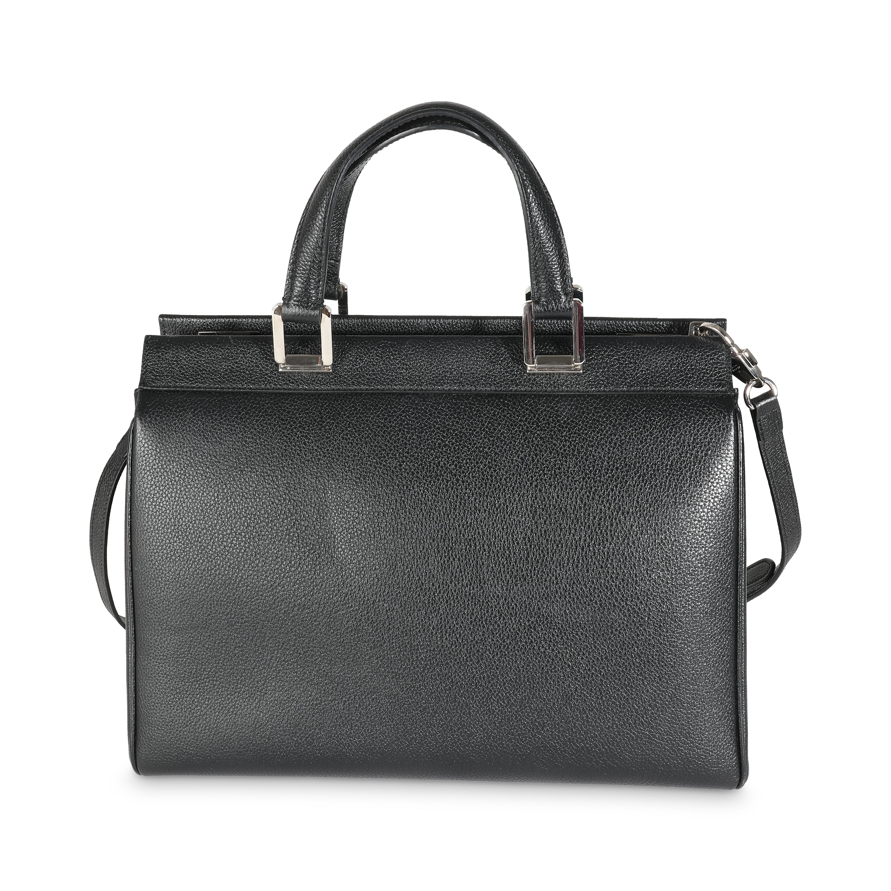 Black Pebbled Calfskin Medium Zumi Top Handle Tote - Image 4