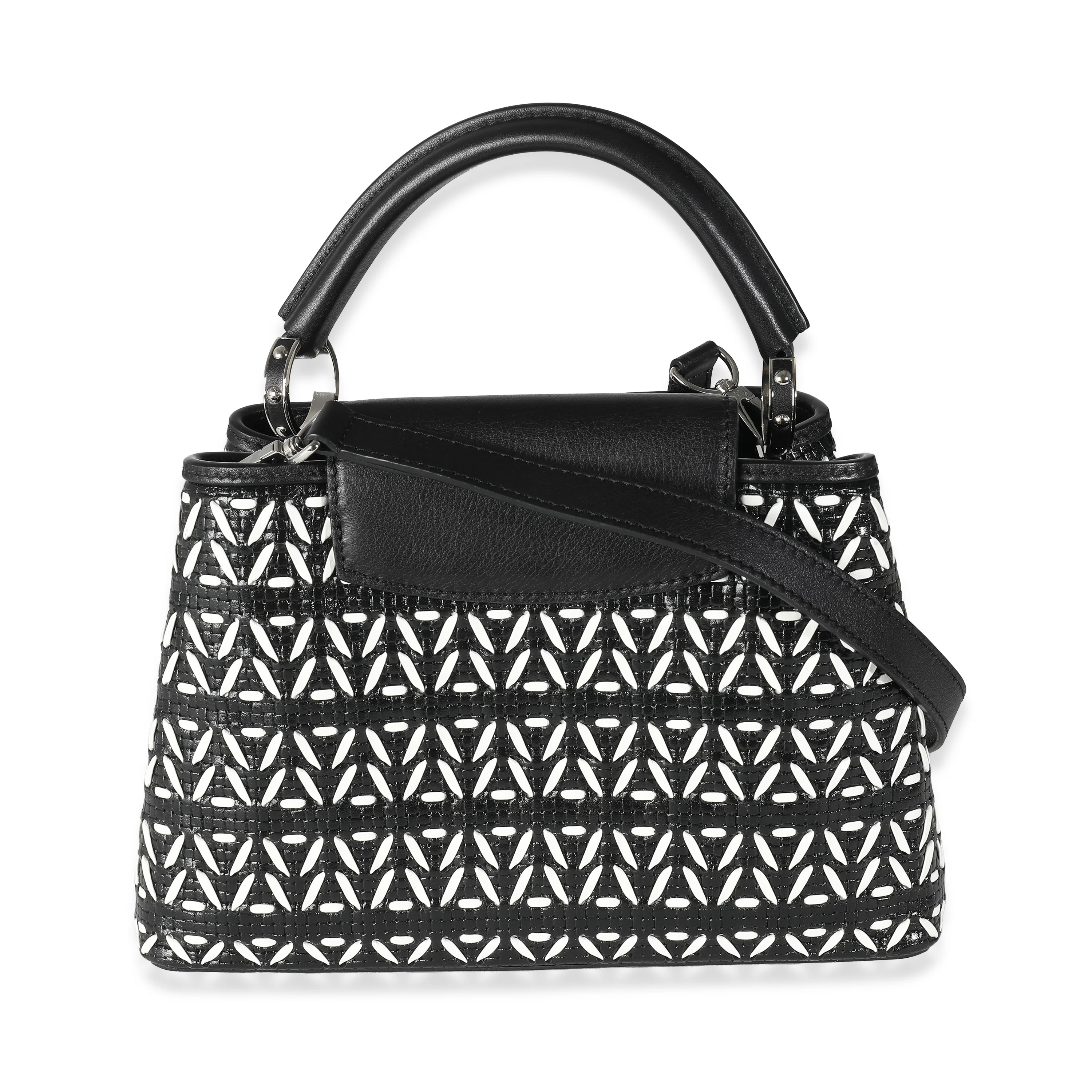 Black White Woven Calfskin Tressage Capucines BB - Image 4