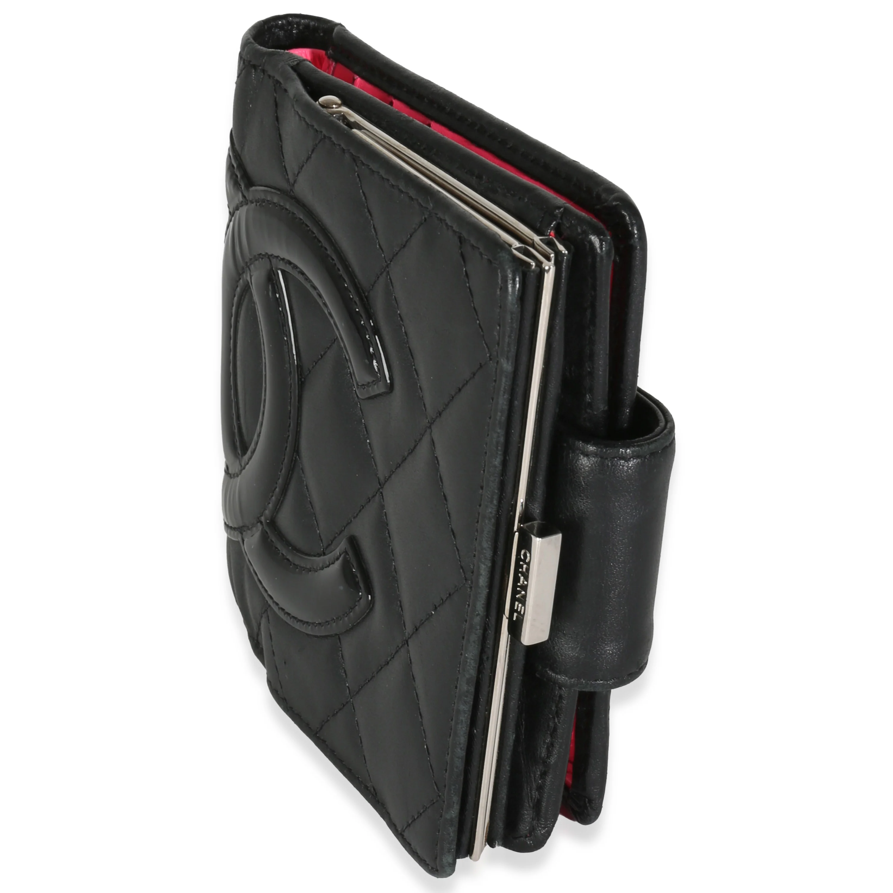 Black Quilted Lambskin Cambon Compact Wallet - Image 2