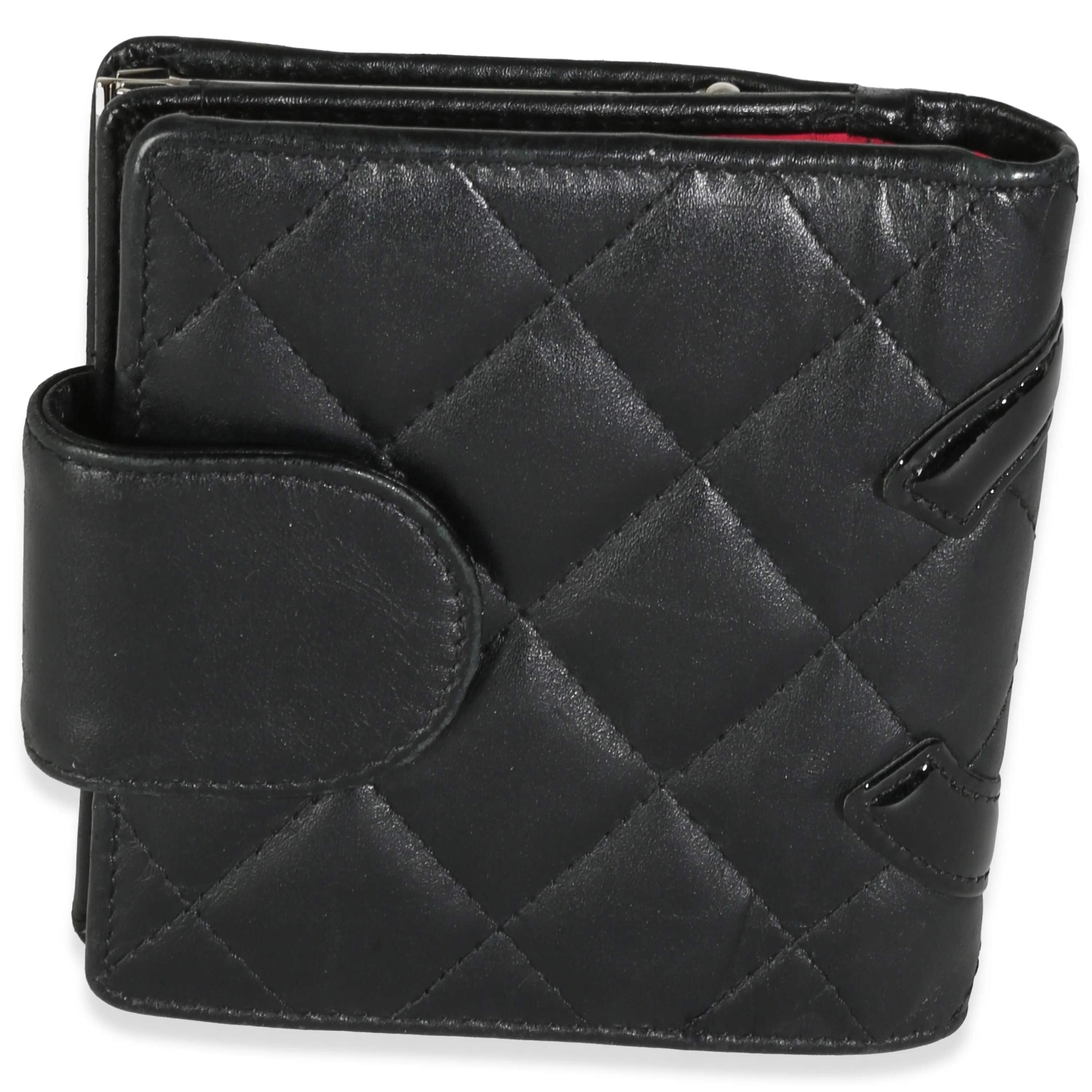 Black Quilted Lambskin Cambon Compact Wallet - Image 3