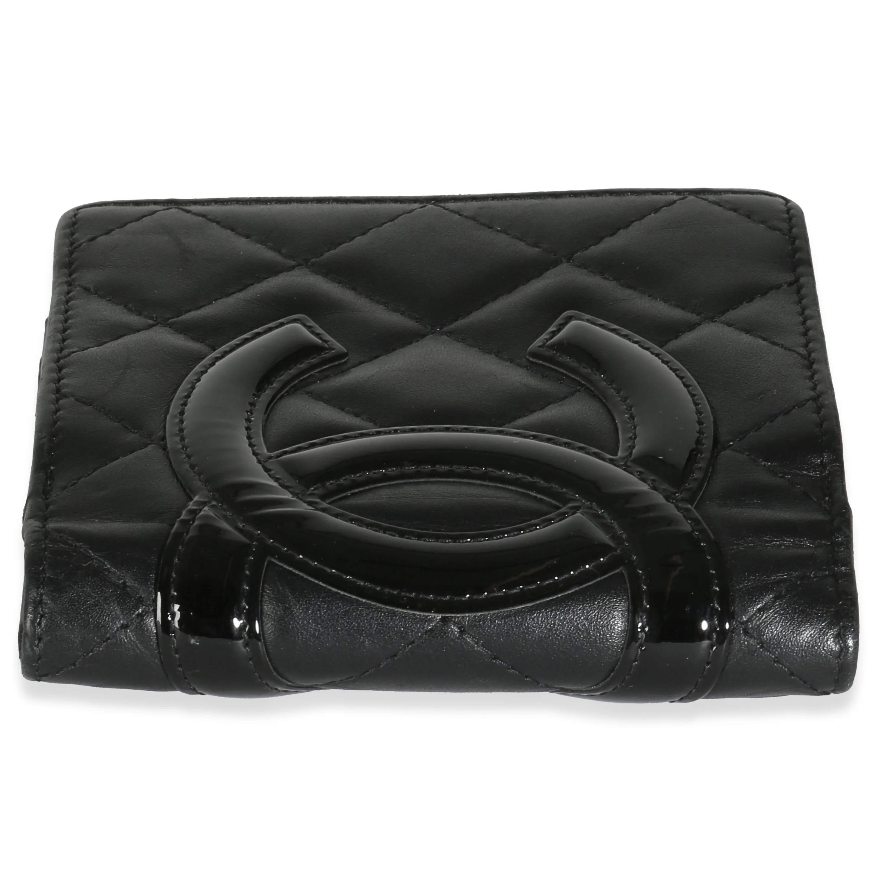 Black Quilted Lambskin Cambon Compact Wallet - Image 4
