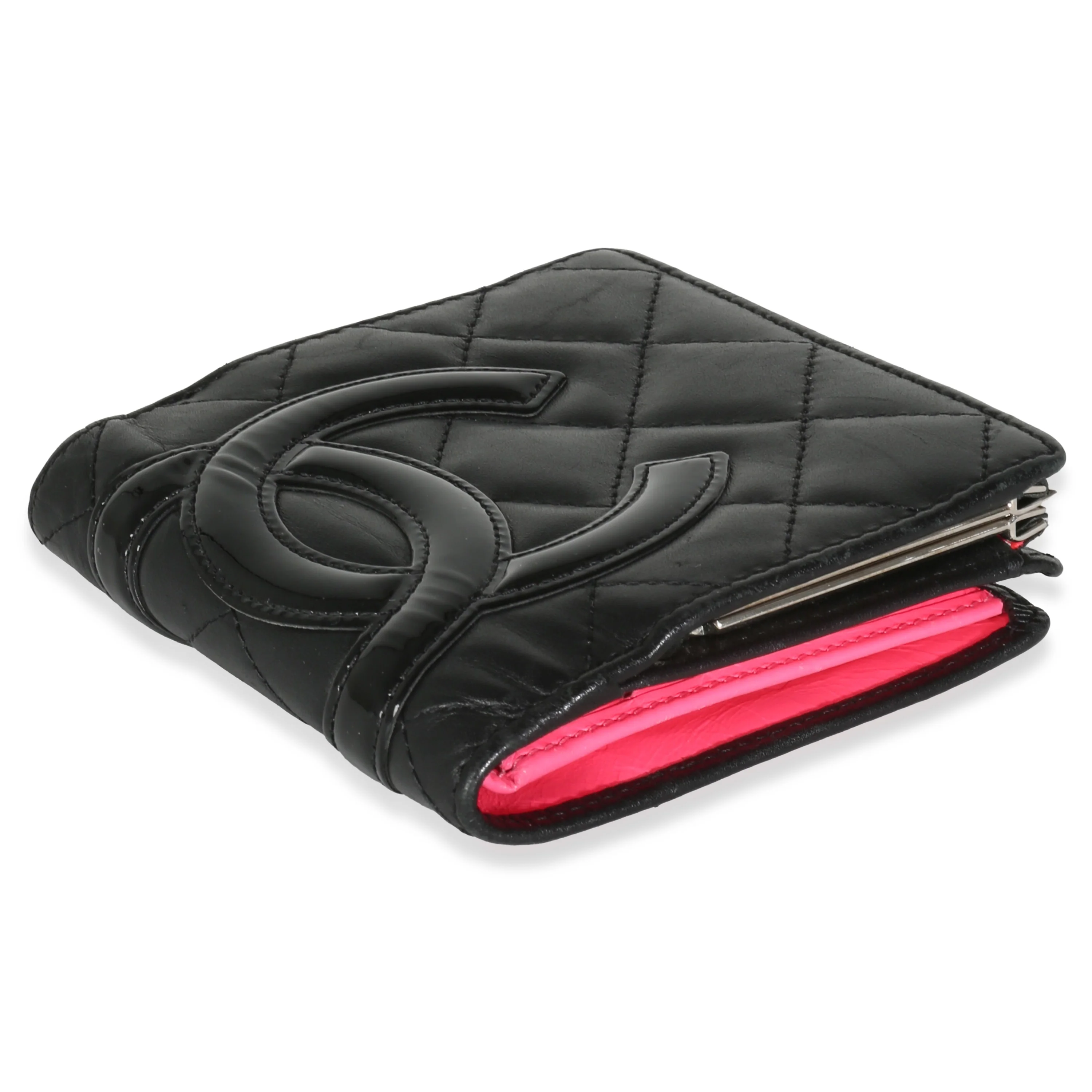Black Quilted Lambskin Cambon Compact Wallet - Image 5