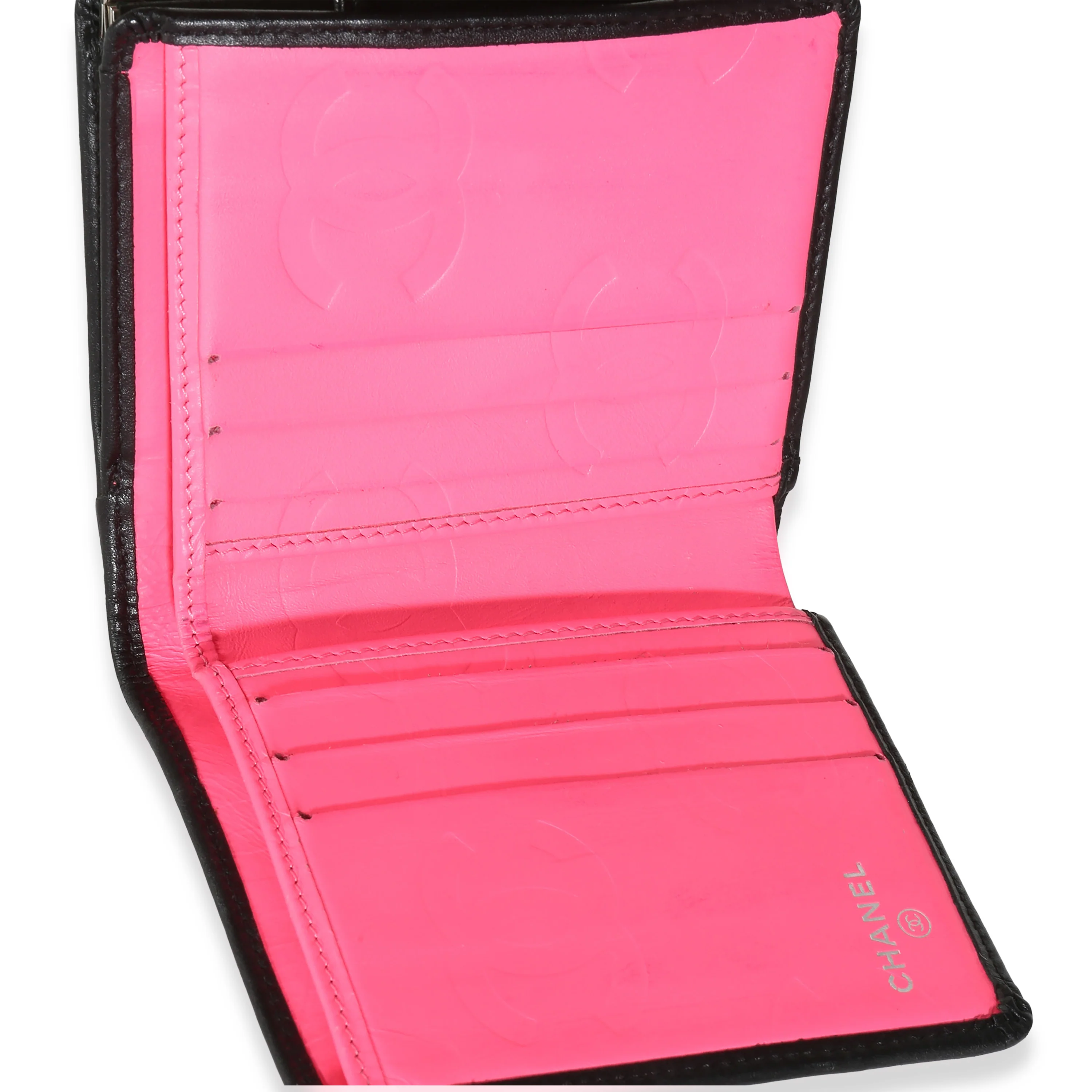 Black Quilted Lambskin Cambon Compact Wallet - Image 6
