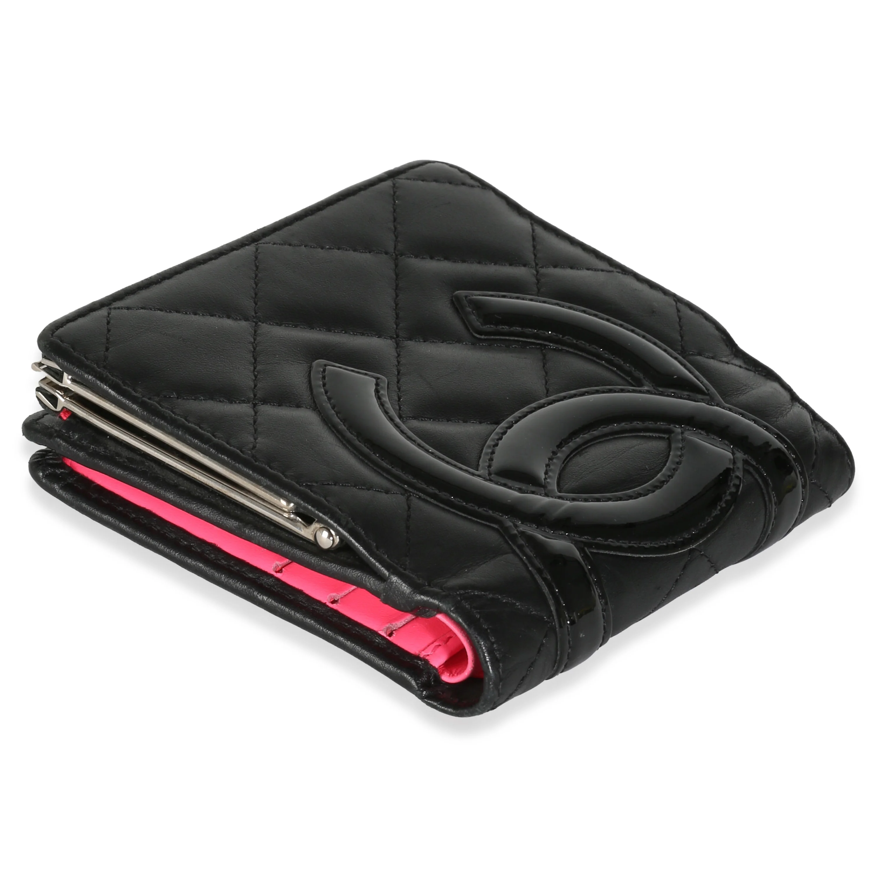 Black Quilted Lambskin Cambon Compact Wallet - Image 7