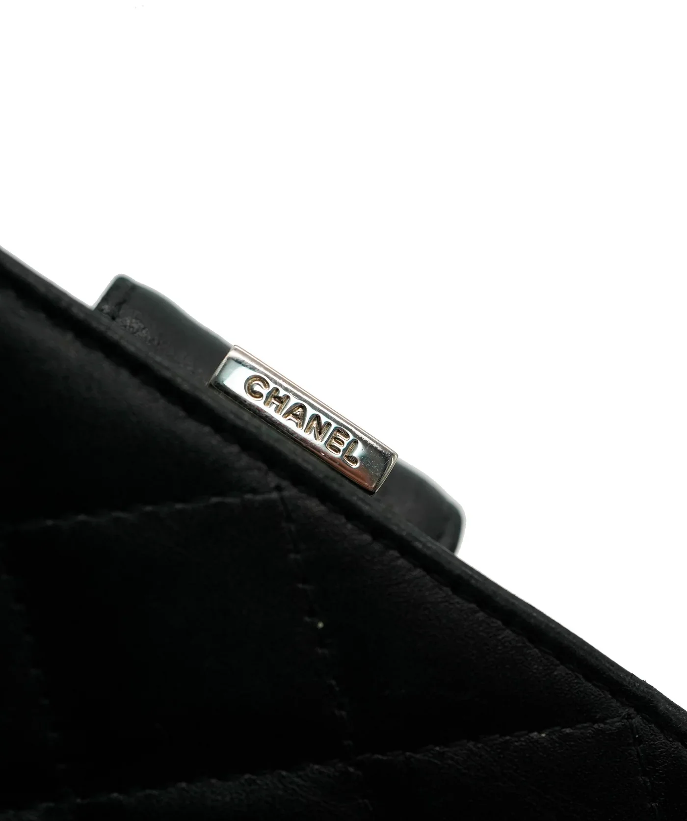 Black Quilted Lambskin Cambon Compact Wallet - Image 8