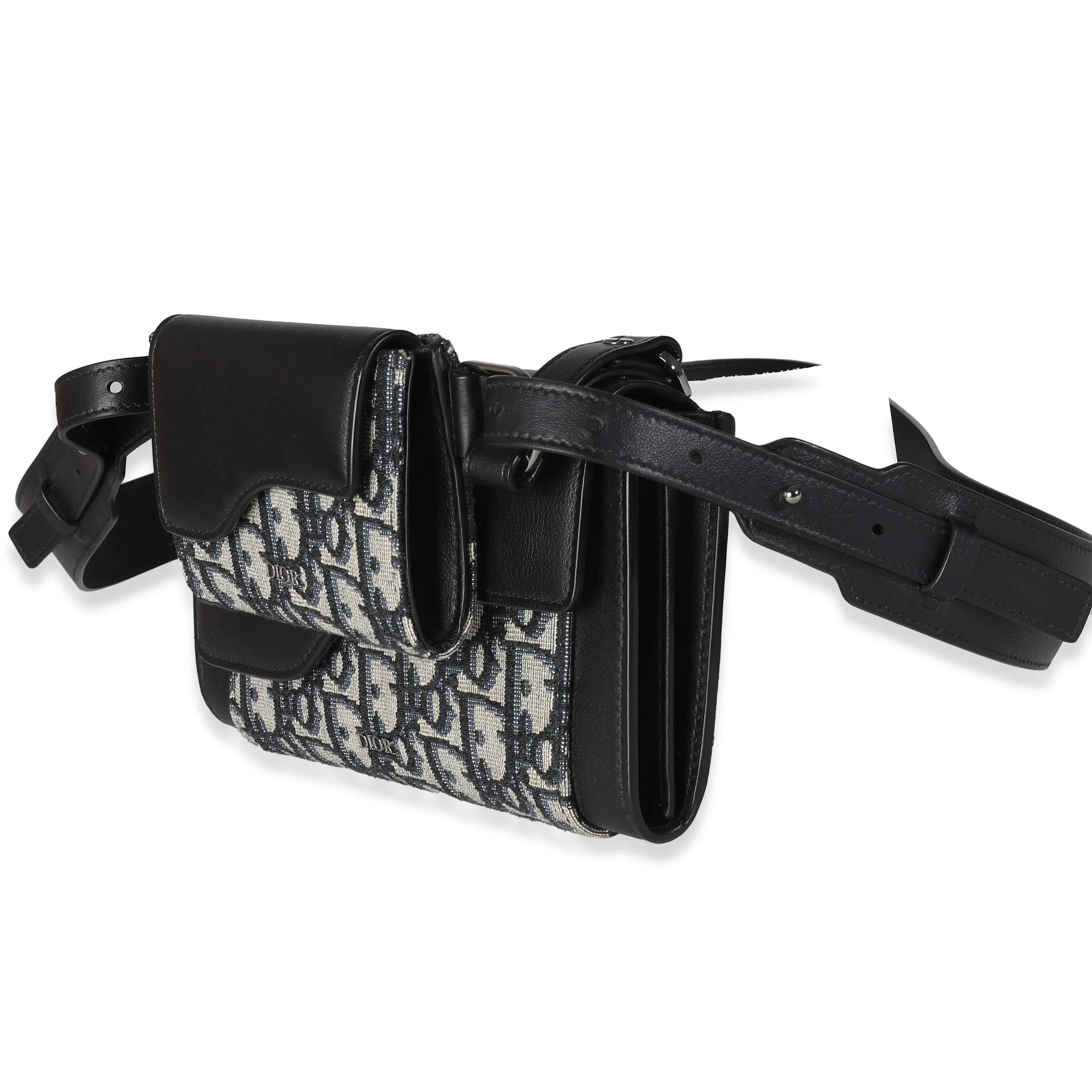 Dior Beige Black Oblique Canvas Elite Shoulder Pouch - Image 4