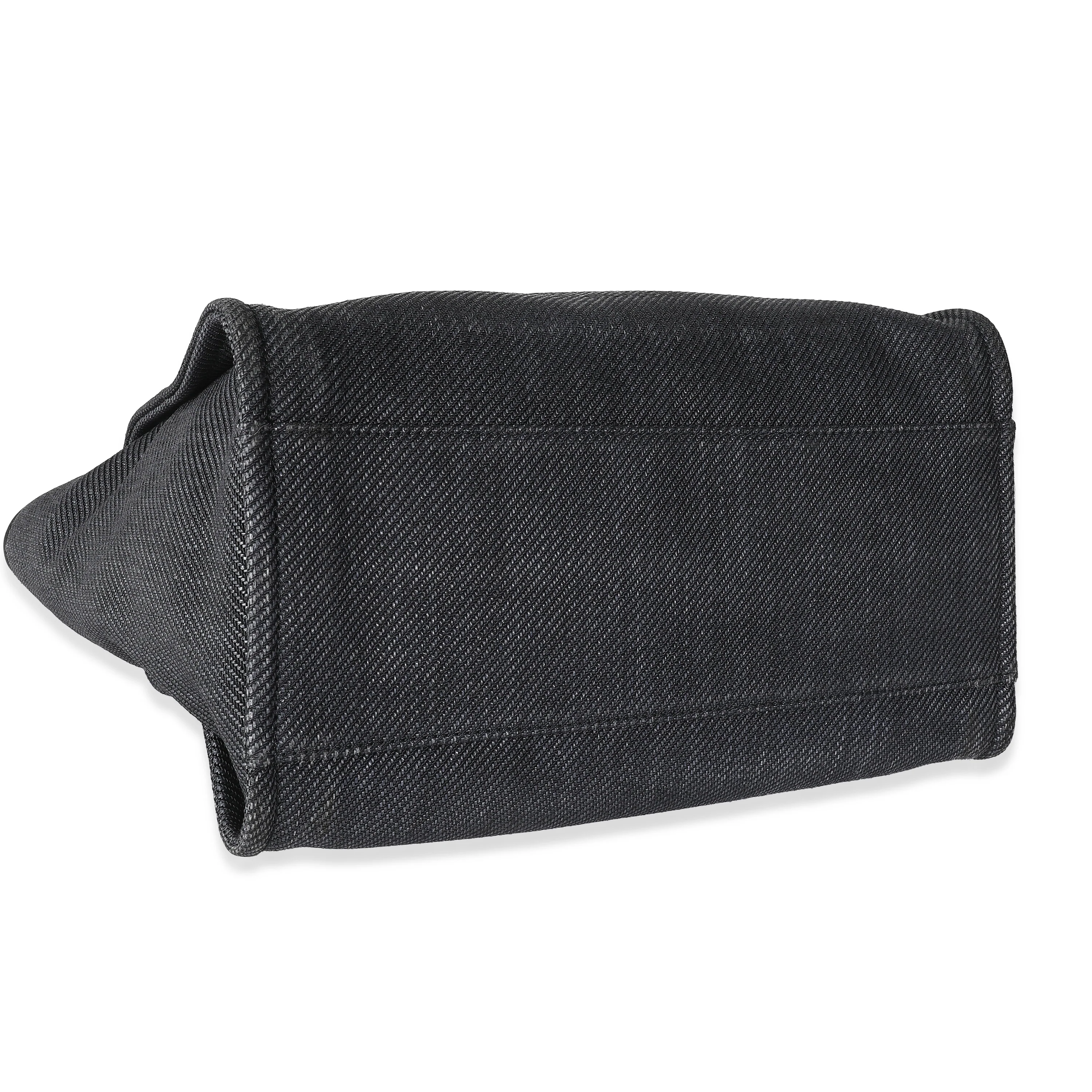 Dark Navy Mixed Fibers Large Deauville Tote - Image 8