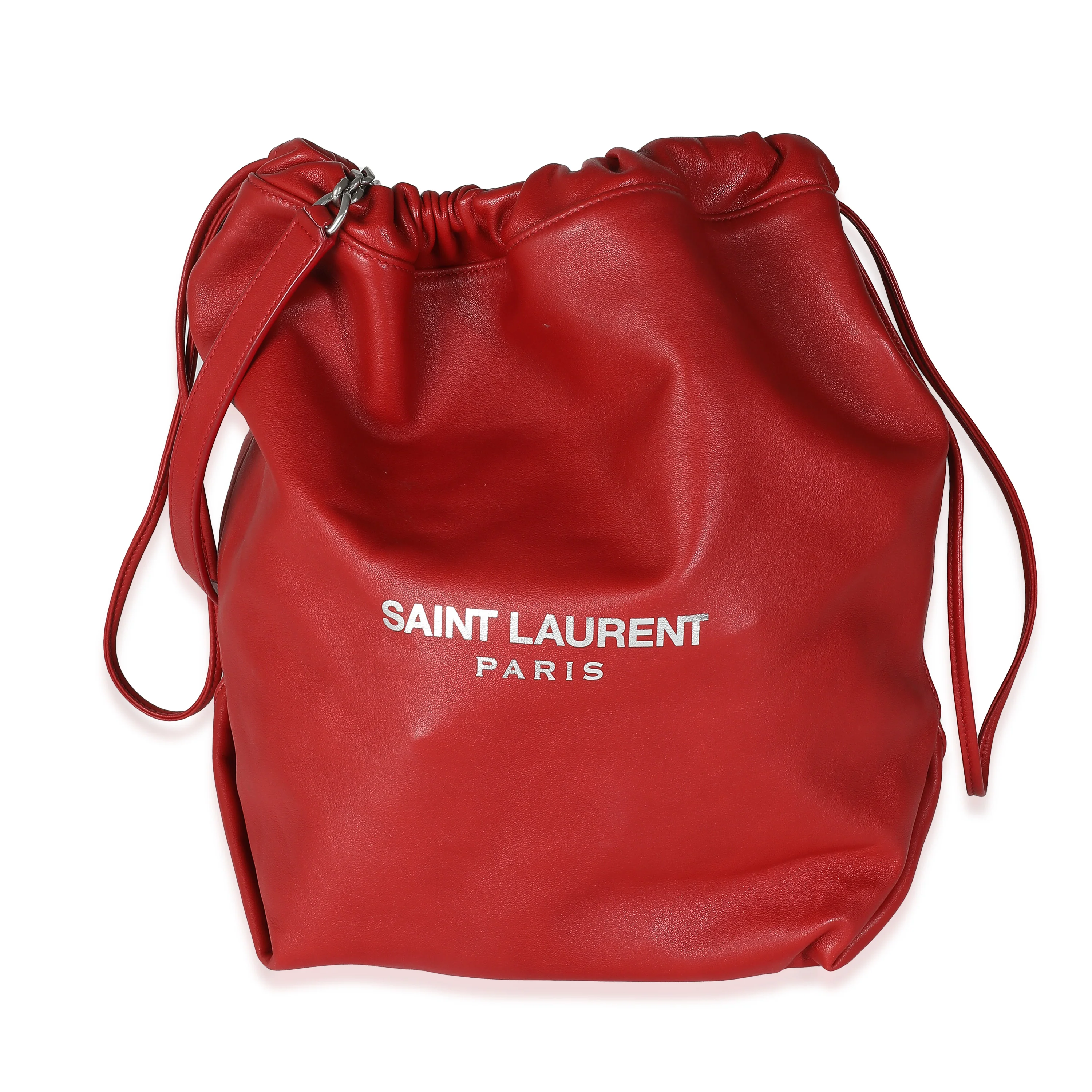 Red Lambskin Teddy Drawstring Bucket Bag - Image 2