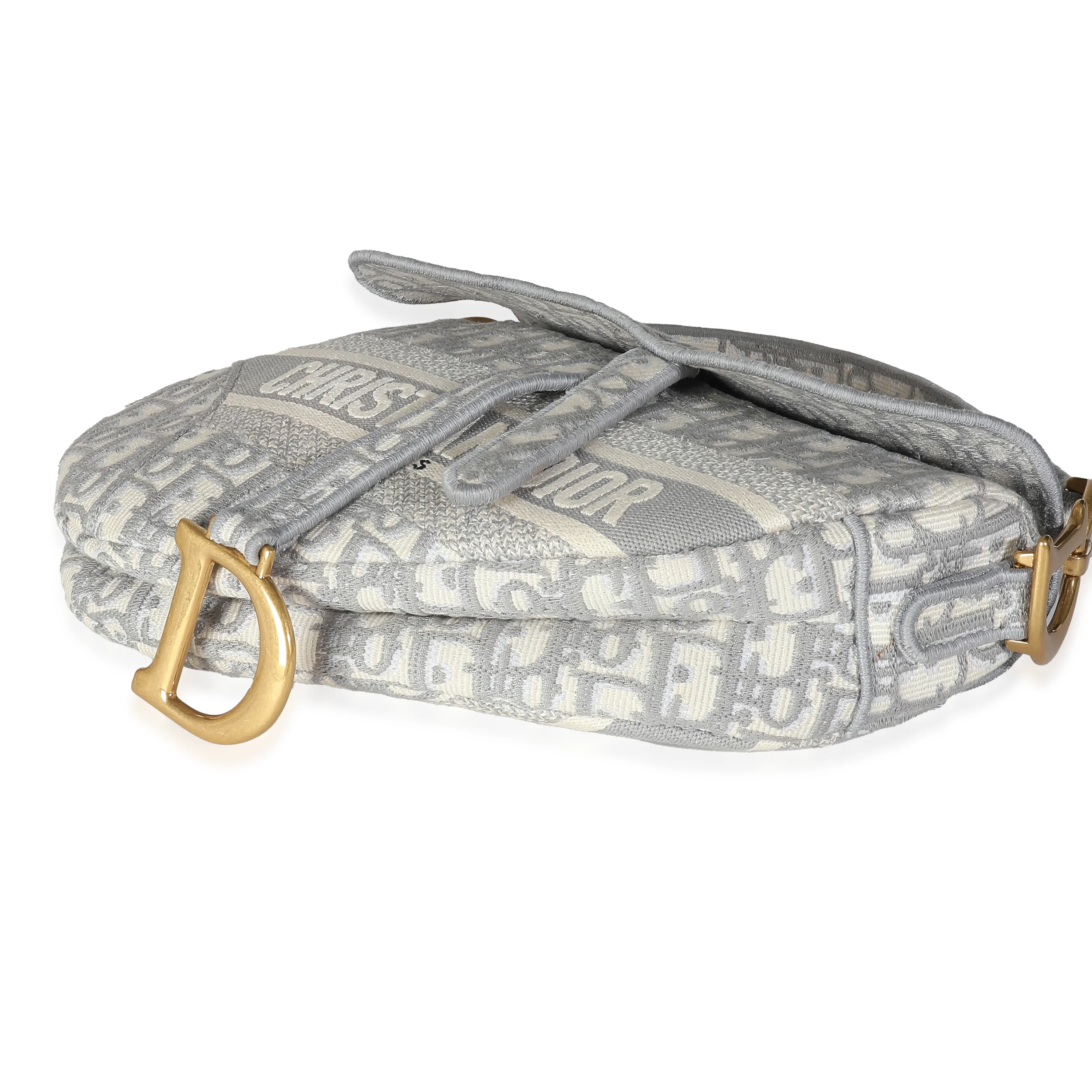 Grey Oblique Canvas Medium Saddle Bag - Image 5